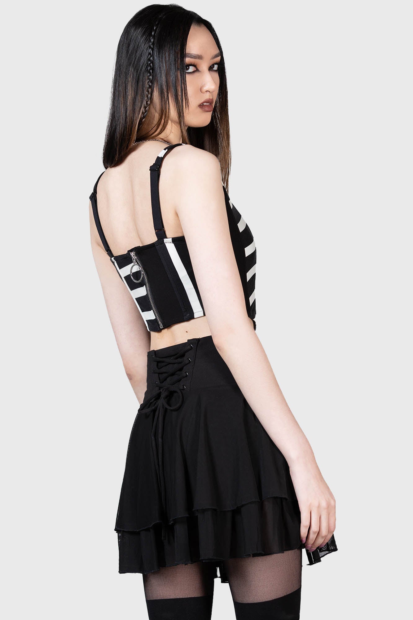Killstar Zoyas Terror Corset Top - Adjustable Straps & Zip Closure