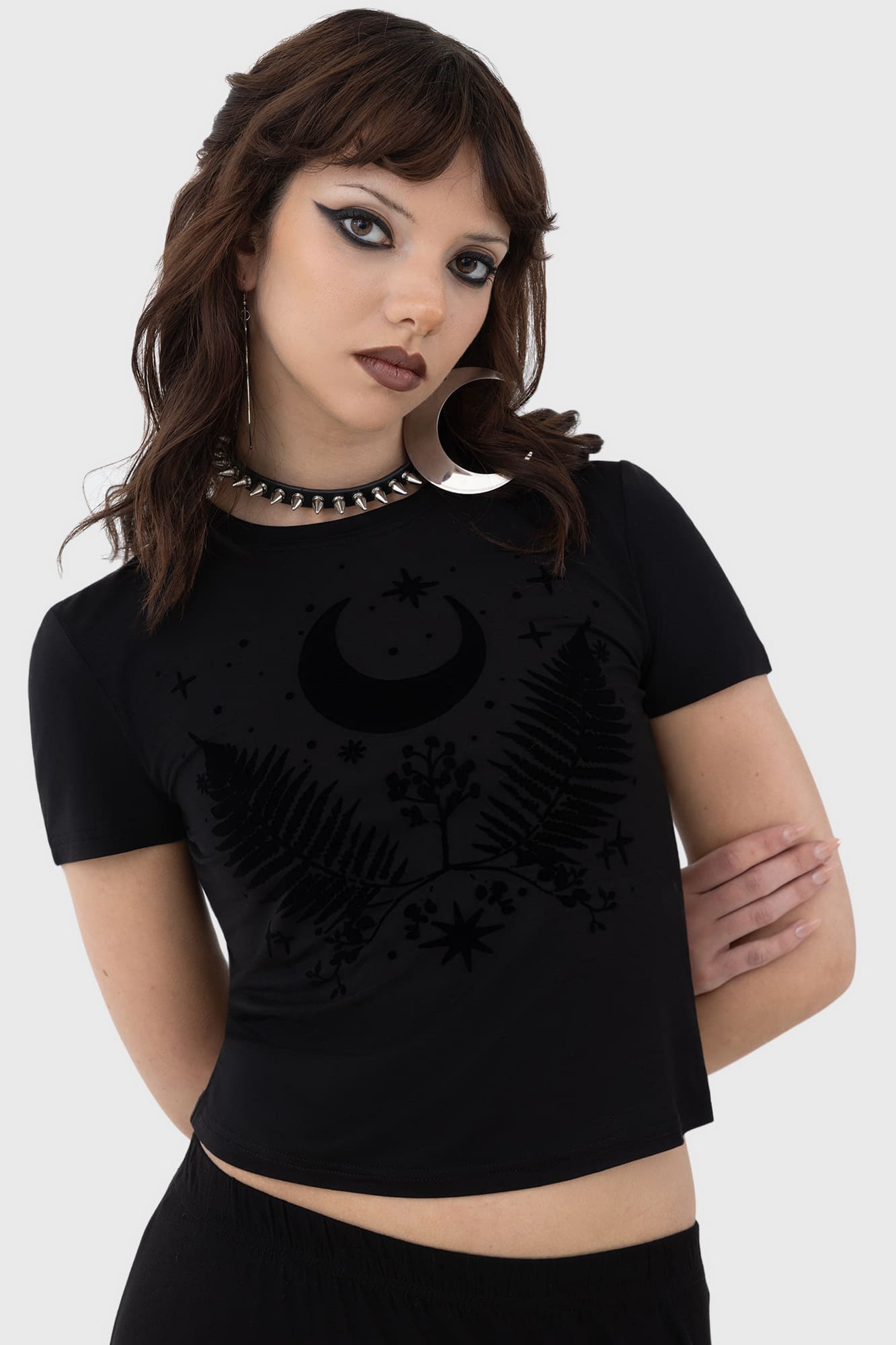 Killstar Umbral Velvet Artwork Top - Stretch Viscose Blouse