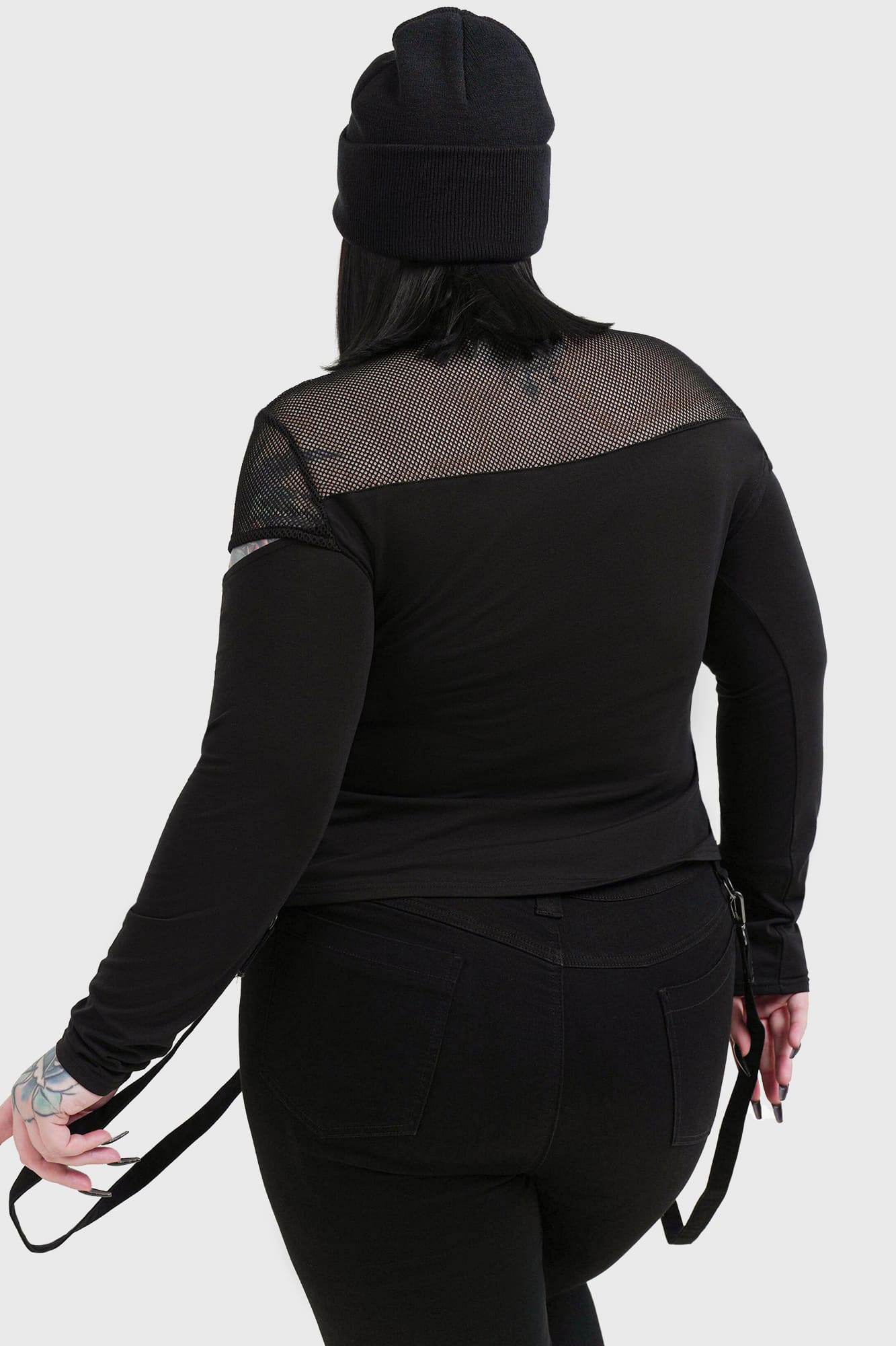 Killstar Miss Masher Fishnet Panel Gothic Top with Cut Outs