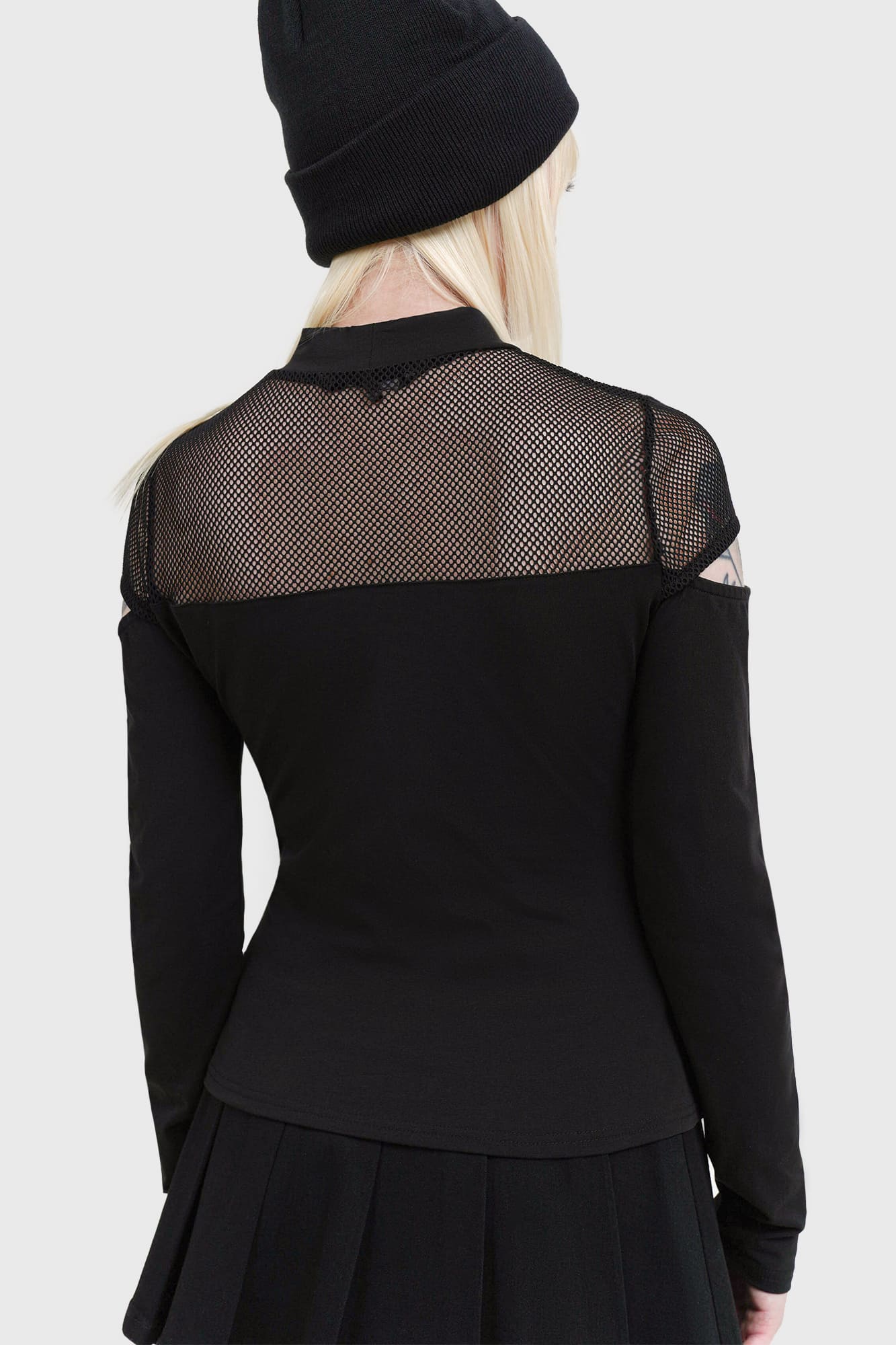 Killstar Miss Masher Fishnet Panel Gothic Top with Cut Outs
