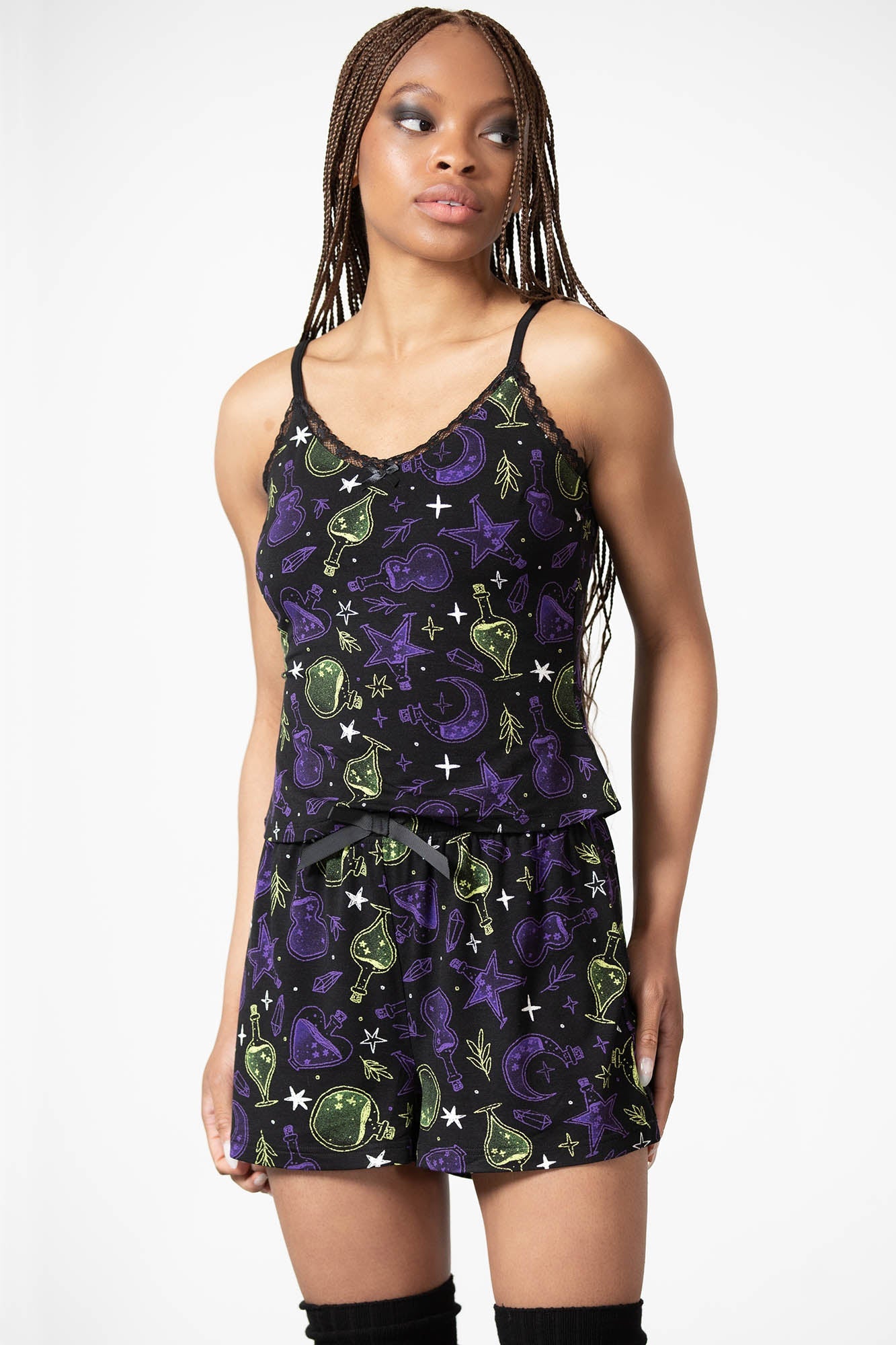 Killstar Magic Night Lace Cami Top - V-Neck & Adjustable Straps
