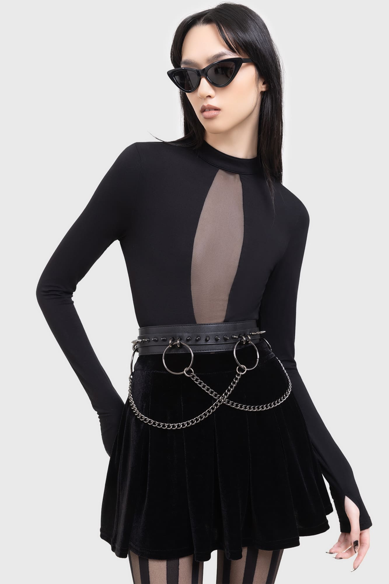 Kihilst Cybernova Velvet Mini Skirt - Fitted with Back Zip