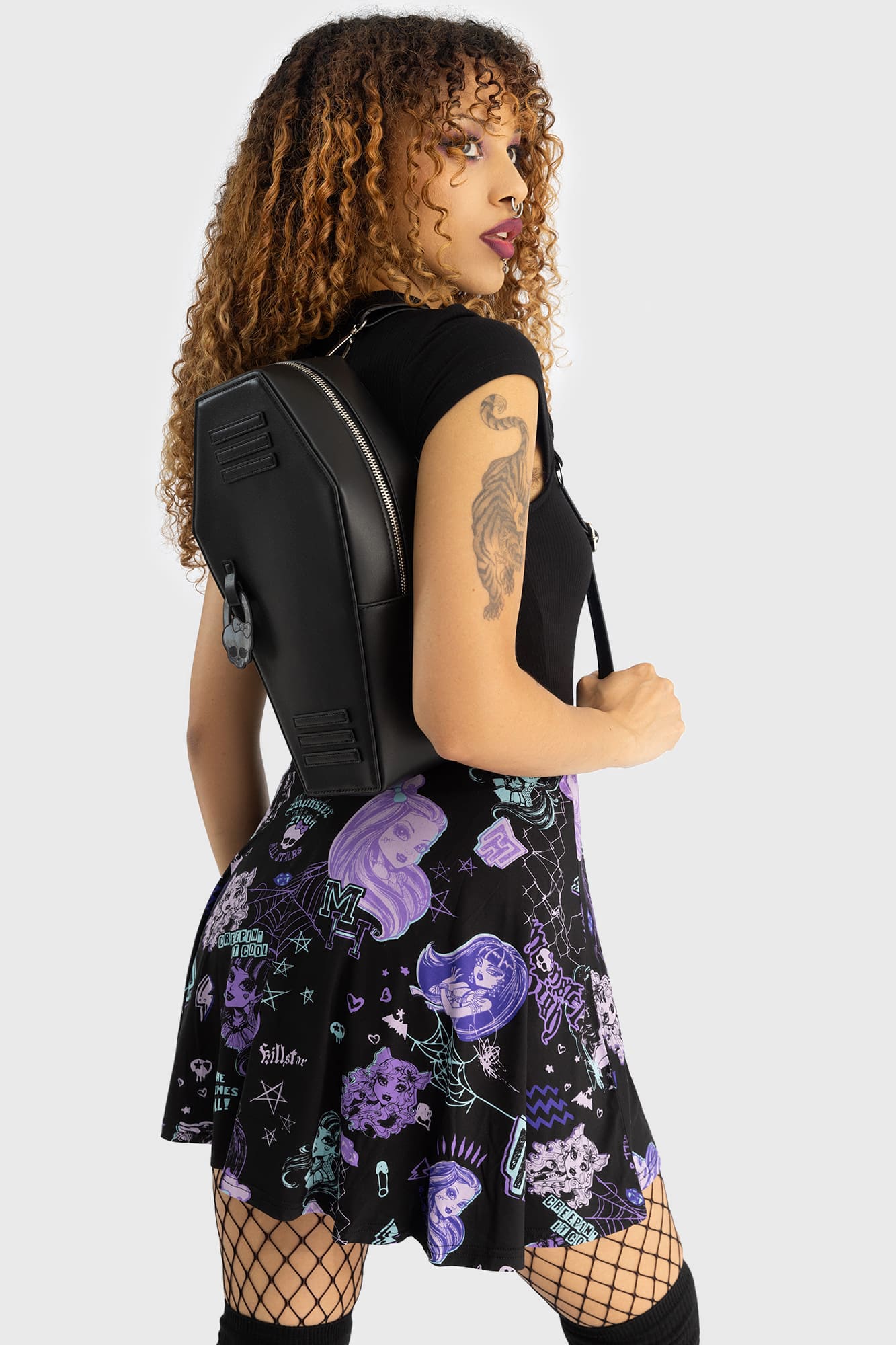 Monster High Haunt It Mini Skirt - Skater Style, Stretch Fabric