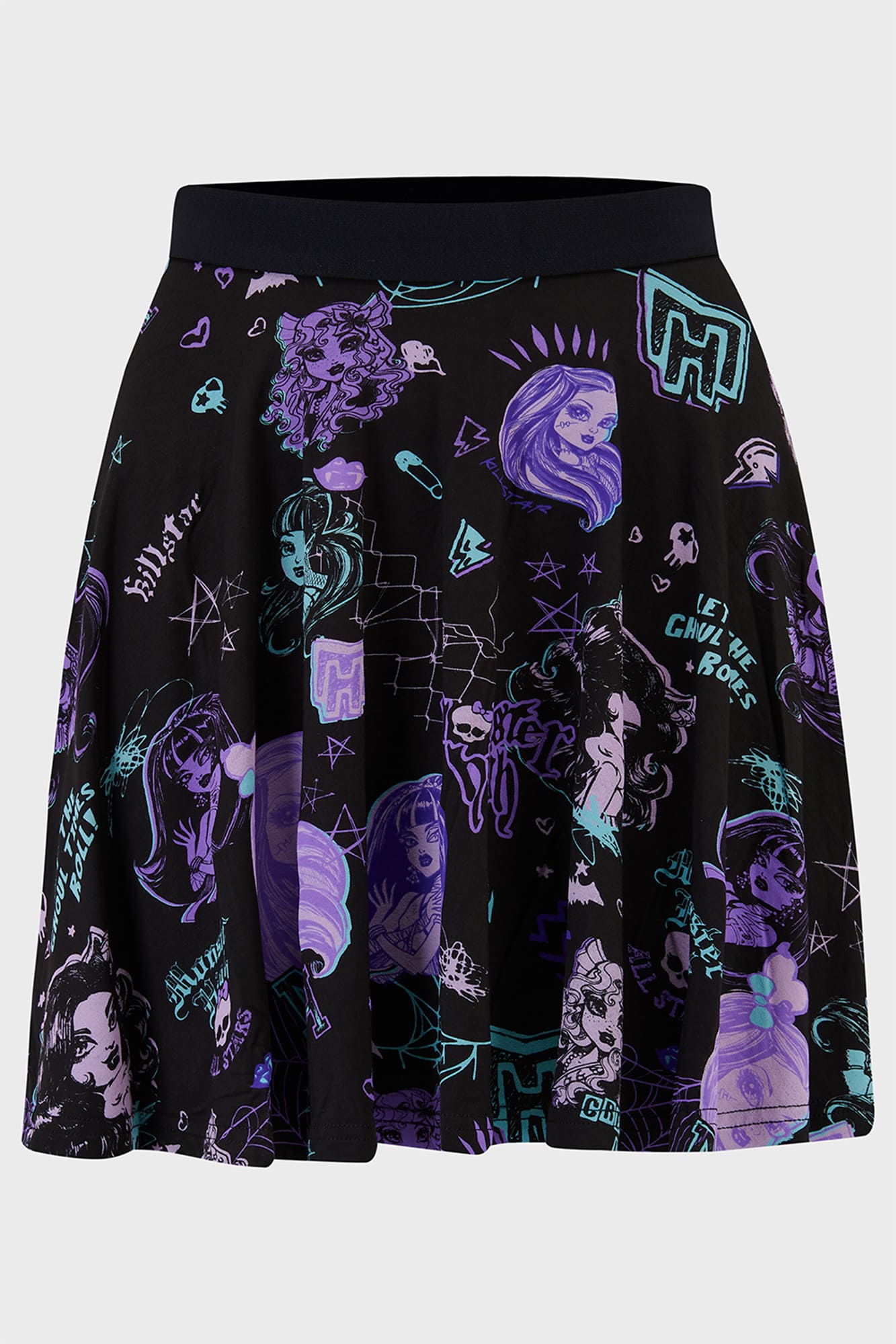Monster High Haunt It Mini Skirt - Skater Style, Stretch Fabric