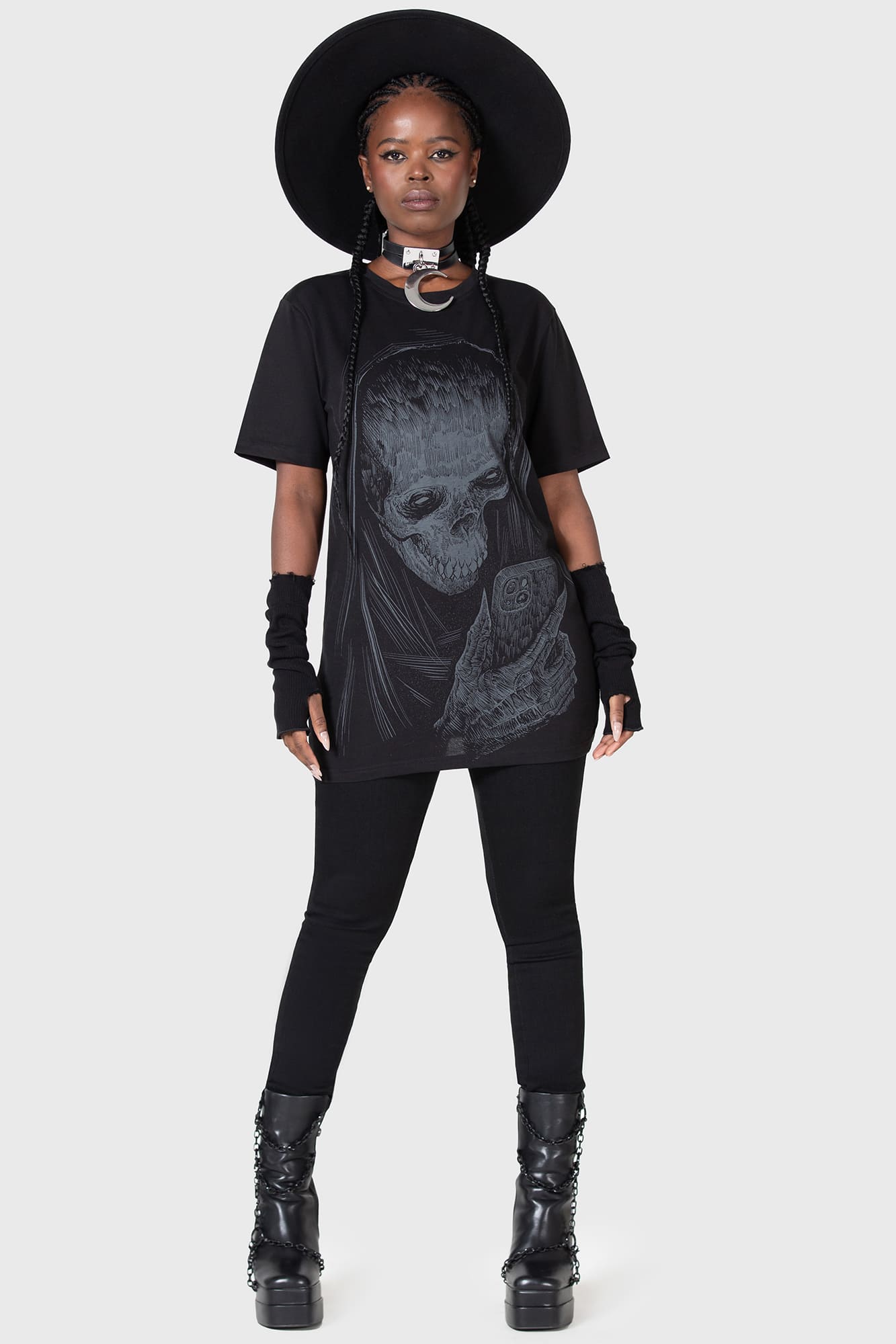 Killstar Digi Death Graphic Cotton T-Shirt - Relaxed Fit