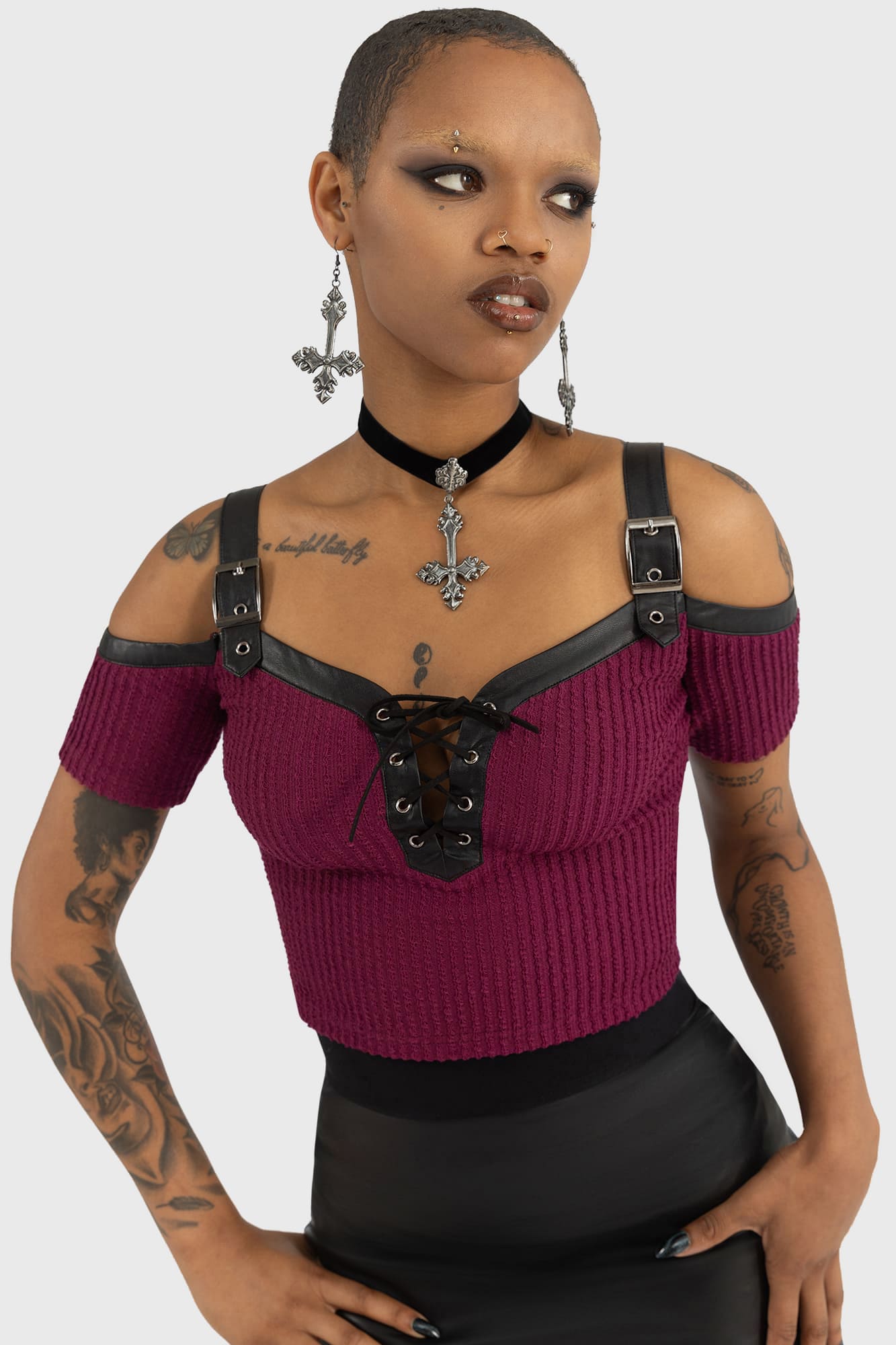 KILLSTAR Hot-Blooded Cropped Top with Lace-Up Detail