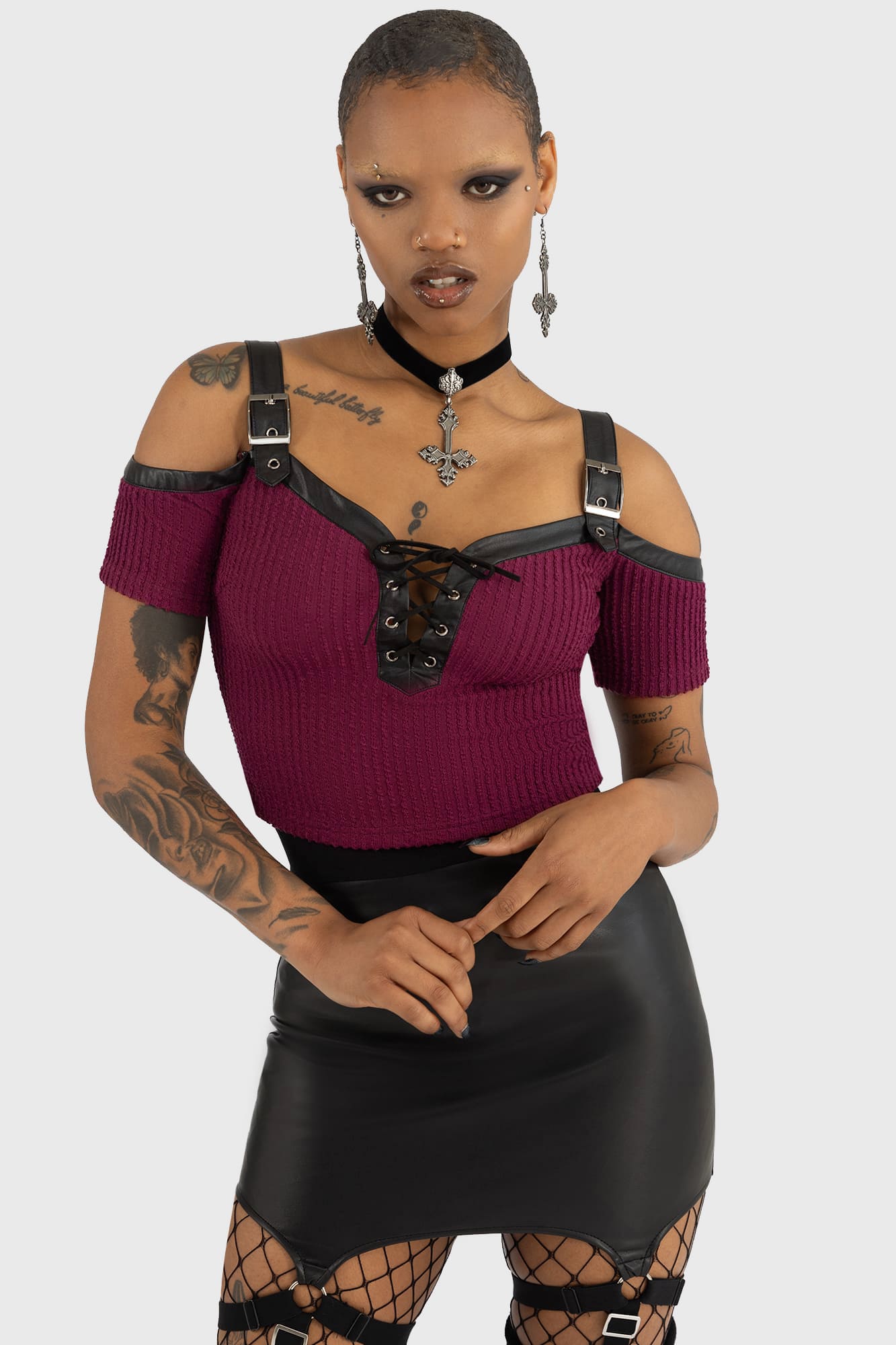 KILLSTAR Hot-Blooded Cropped Top with Lace-Up Detail