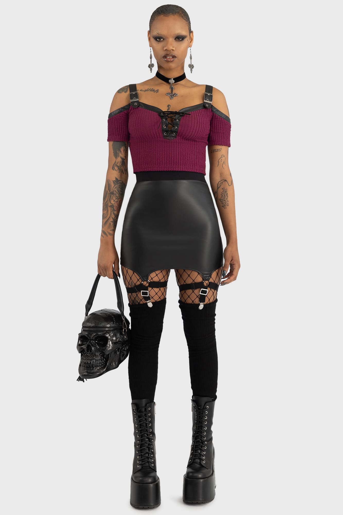KILLSTAR Hot-Blooded Cropped Top with Lace-Up Detail