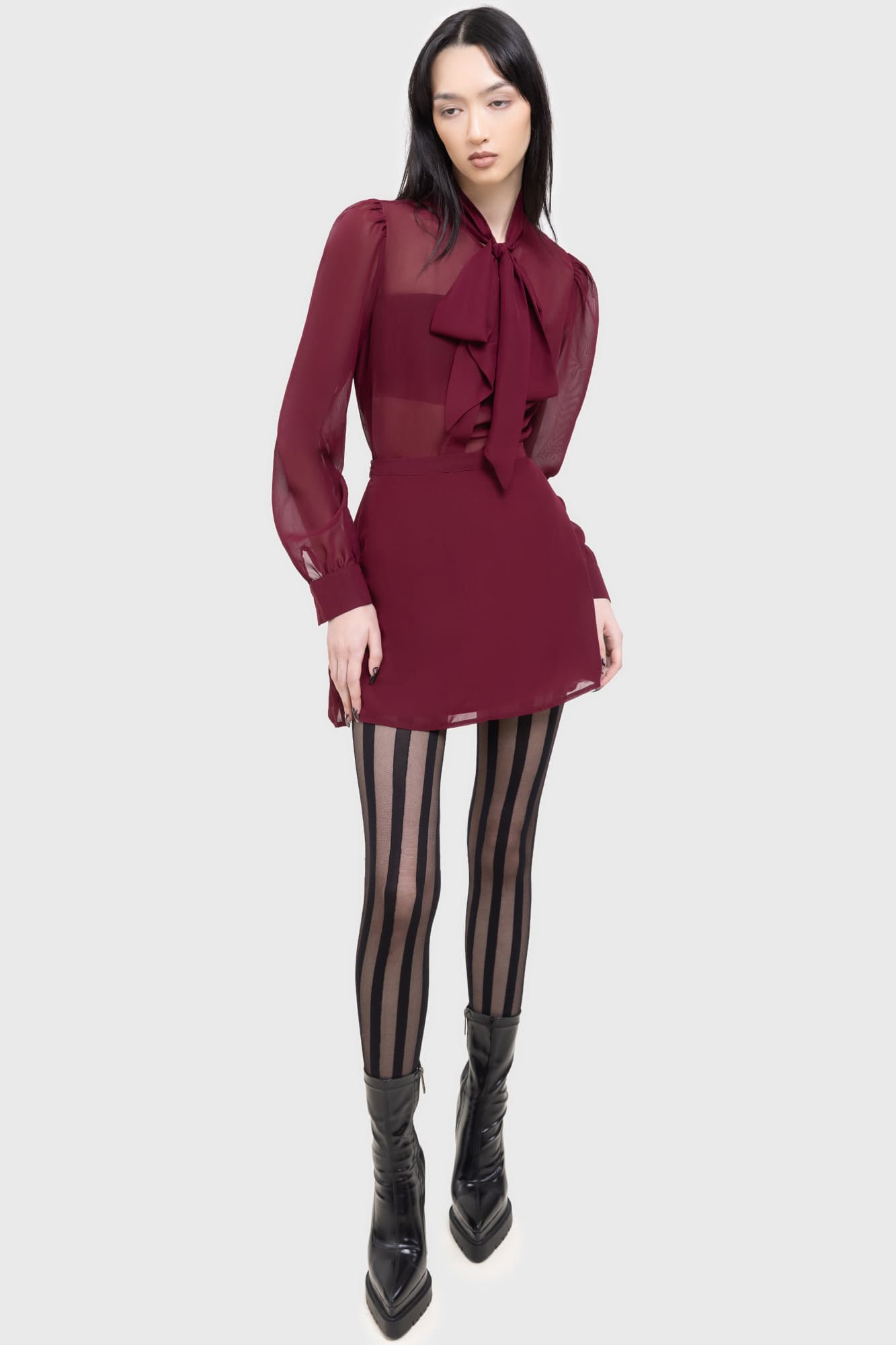 KIHILIST Crimson Oracle Mini Skirt - Sheer Lined & Fitted