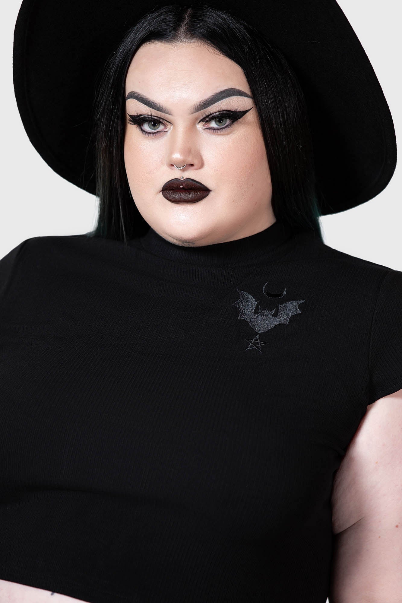 Killstar Alchemistry Cropped Ribbed Top - Embroidered Patch Detail