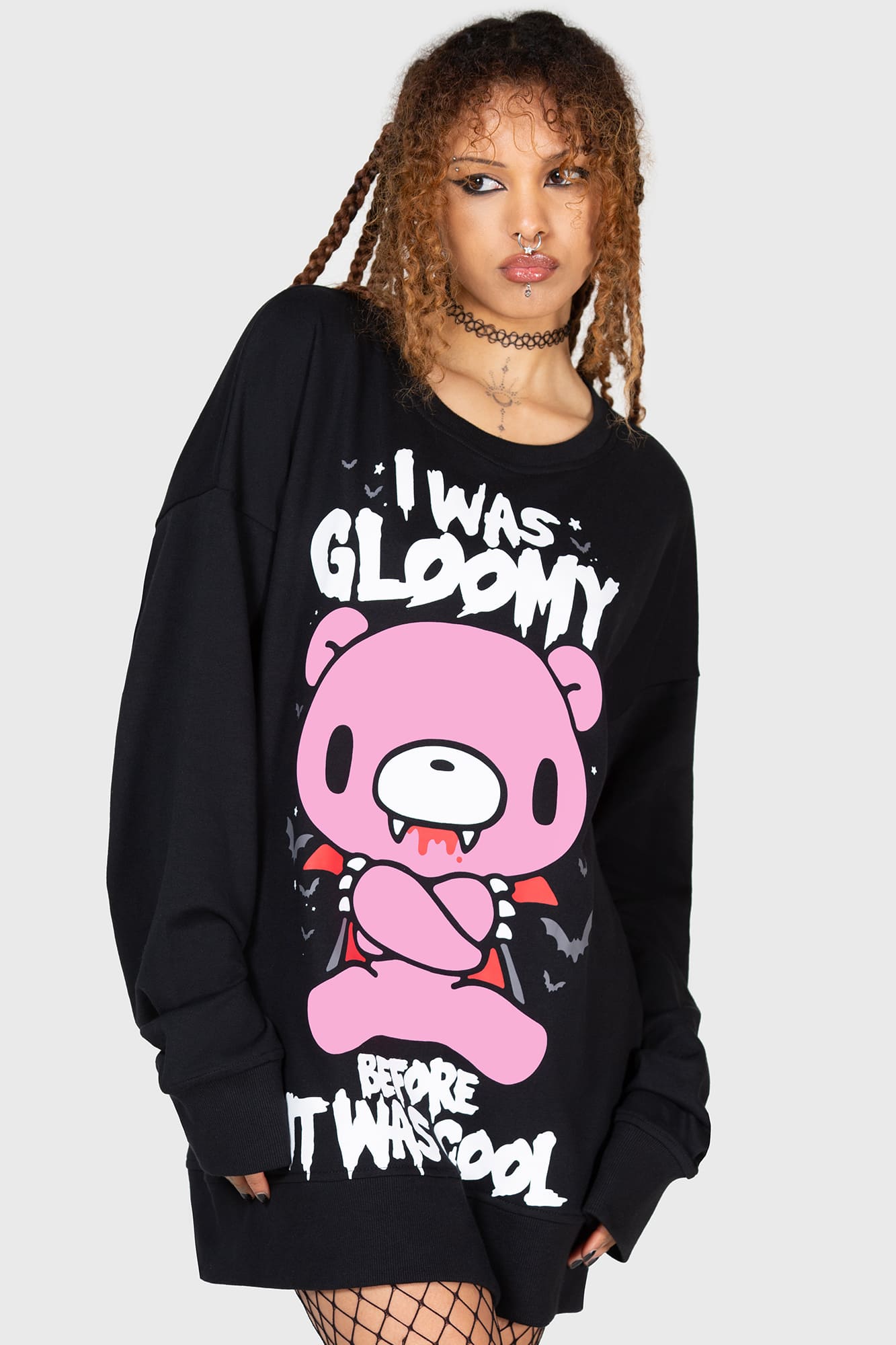 Gloomy Bear Graphic Sweatshirt by Killstar - Oversized Cotton