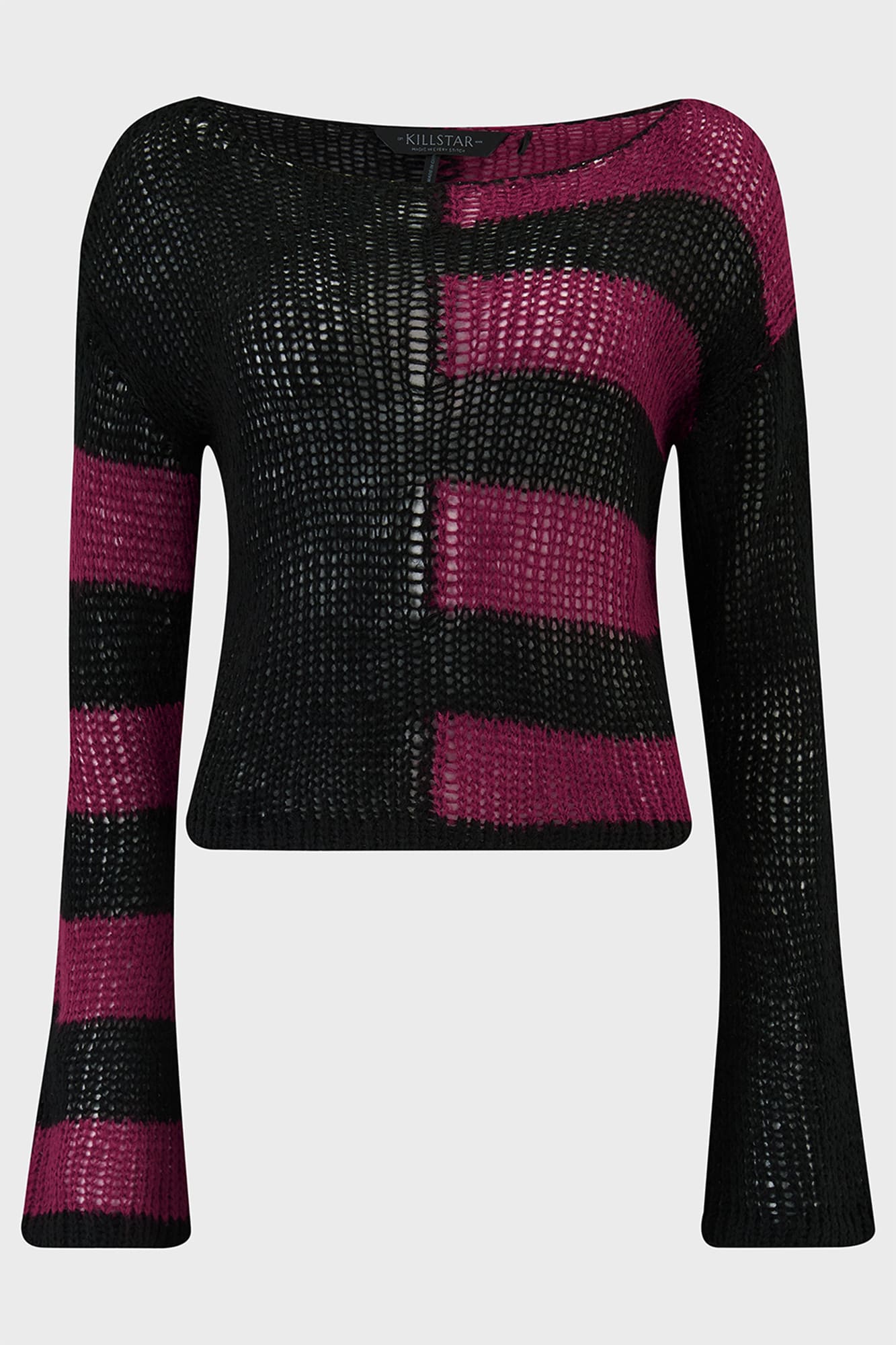 Killstar Anshee Striped Cropped Sweater with Flared Sleeves