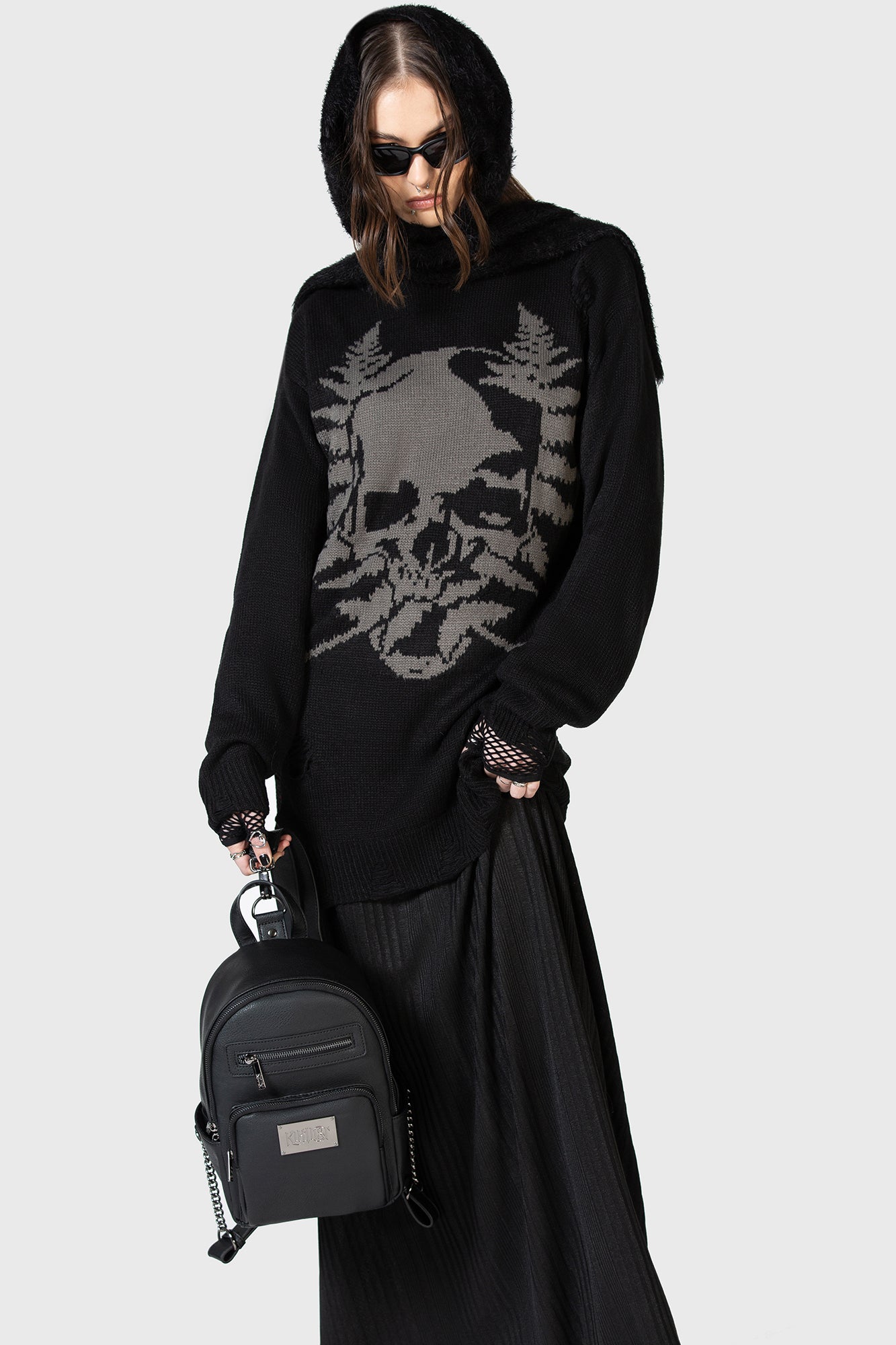 Kihlist Cause Fear Skull Knit Sweater - Unisex Distressed Design