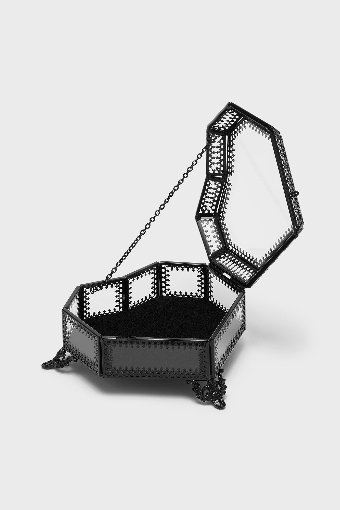Killstar Heart-Shaped Glass Jewelry Box with Velvet Lining