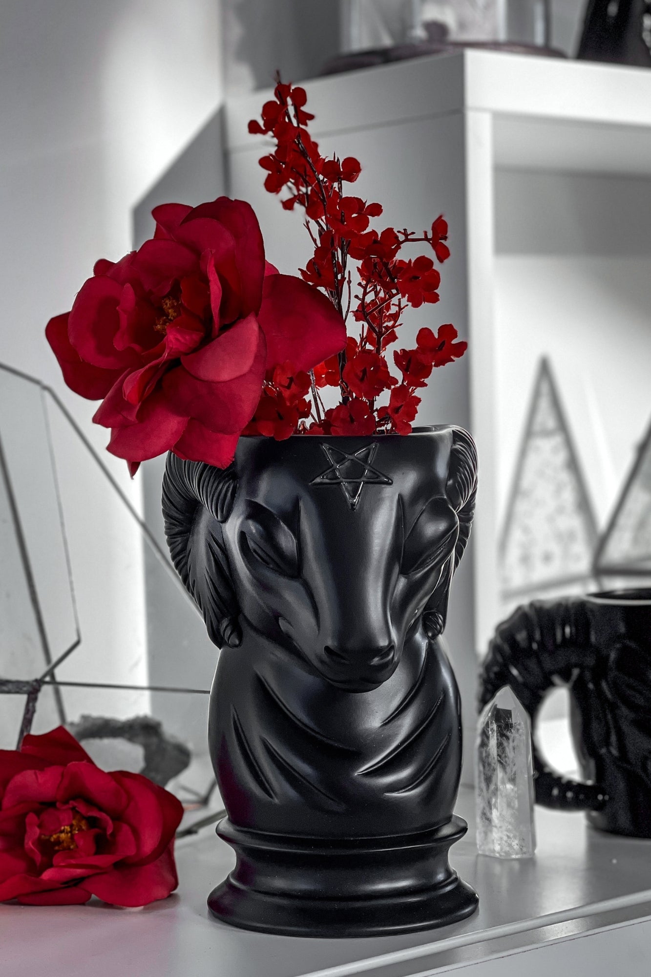 KILLSTAR Levi Glow in the Dark Resin Ram Vase – 7.5" Matte Finish