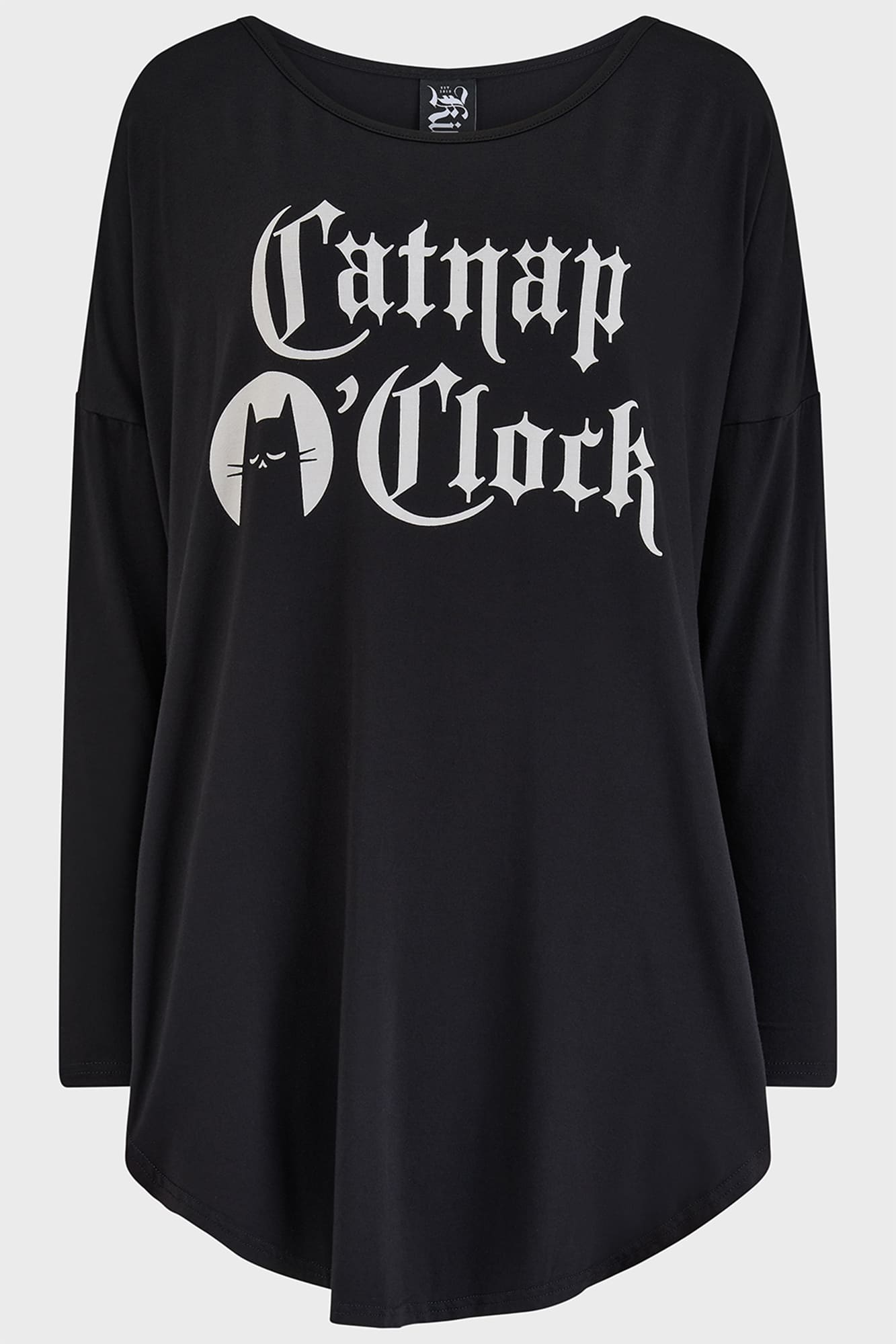 Killstar Catnap Lounge Dress - Soft Stretch Graphic Long Sleeve