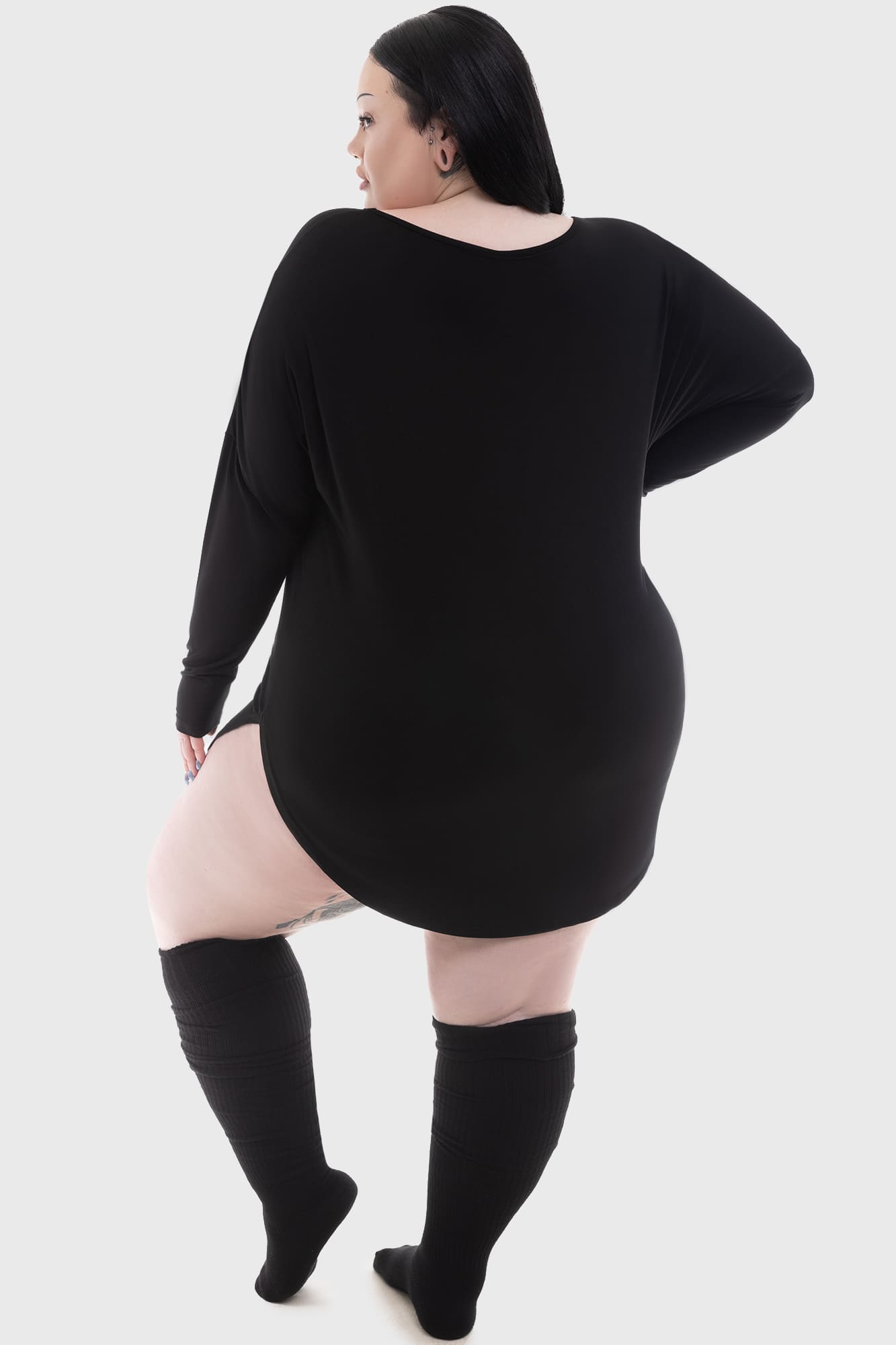 Killstar Catnap Lounge Dress - Soft Stretch Graphic Long Sleeve