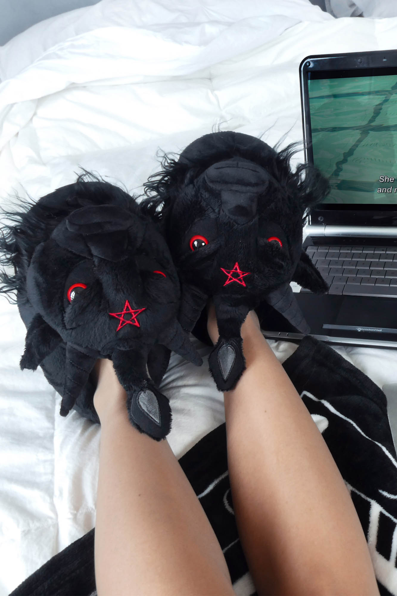 Killstar Dark Lord Baphomet Slippers with Horns & Fur