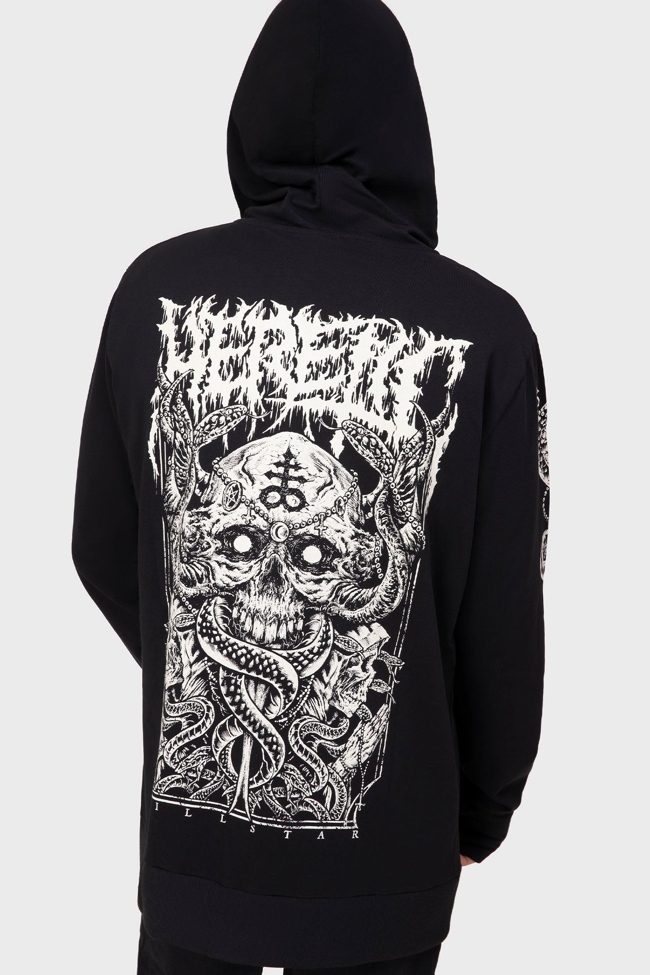 Killstar Anders Zip-Up Hoodie - Unisex Longline Cotton Jersey