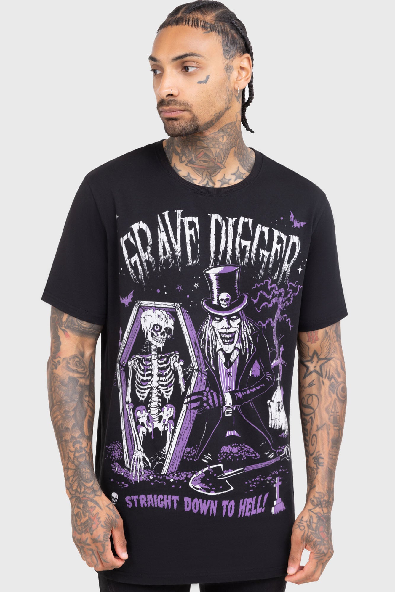 Killstar Grave Digger Graphic Cotton T-Shirt - Loose Fit