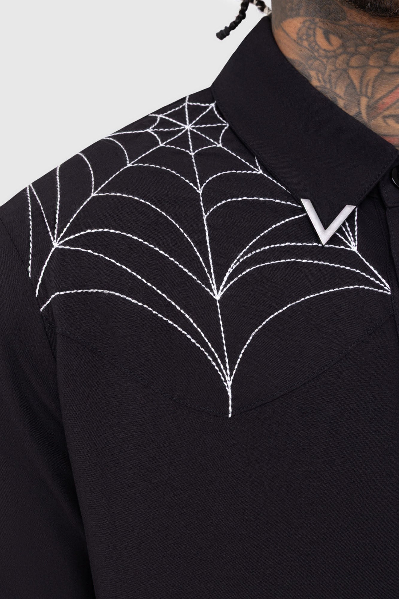 Killstar Web Ripper Shirt - Viscose Long Sleeve with Embroidery