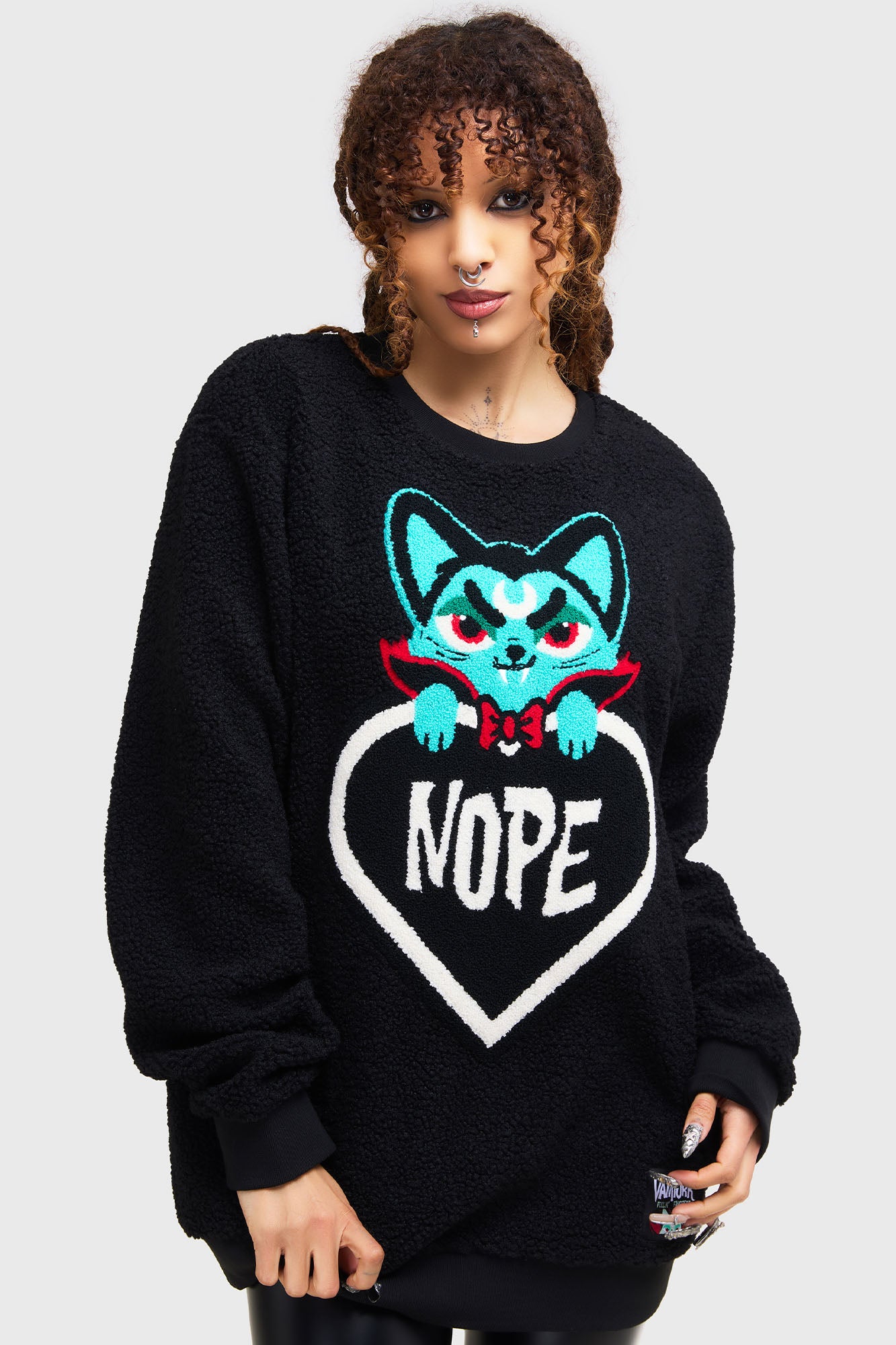 Killstar Nope Fleece Sweater with Vampurr Graphic