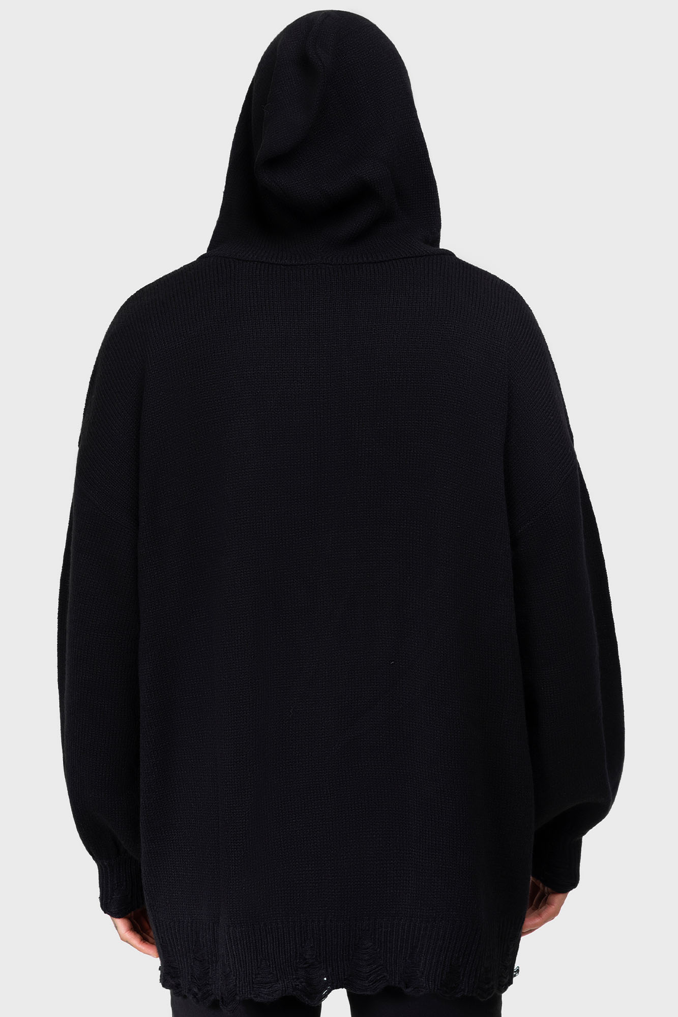 Killstar Darkmoor Academy Hooded Cardigan - Distressed Oversized Knit