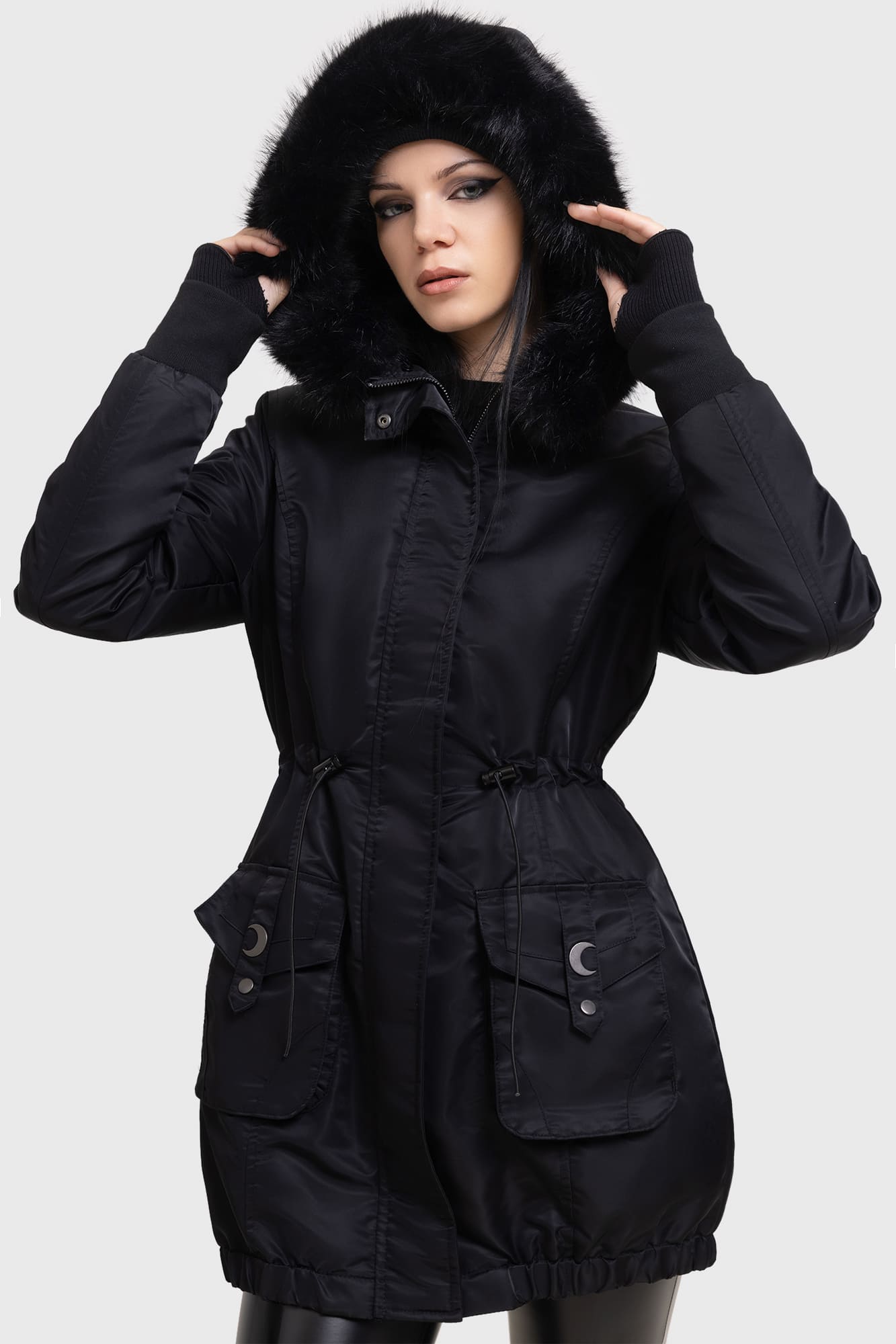Killstar Lunar Eclipse Waterproof Parka Jacket with Hood