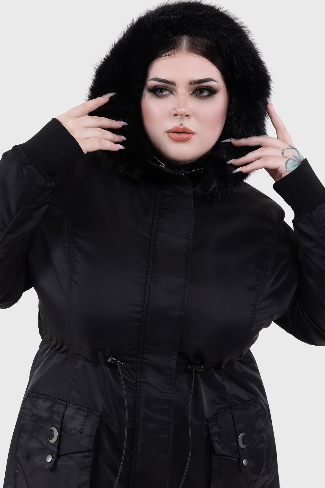 Killstar Lunar Eclipse Waterproof Parka Jacket with Hood