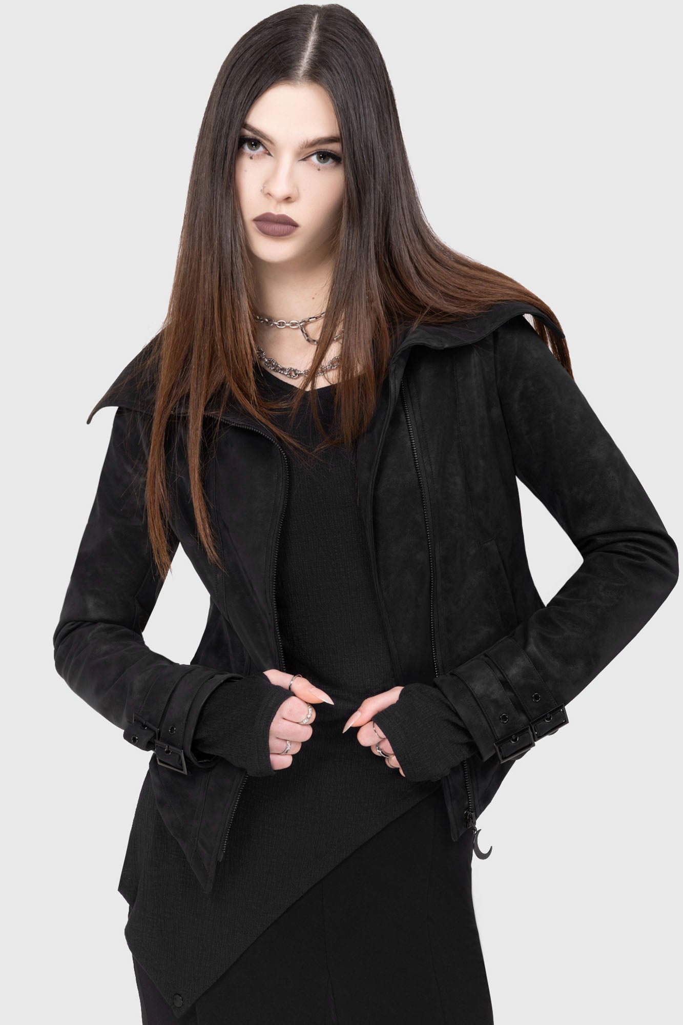 Killstar Lunar Lycan PU Jacket with Crescent Moon Zip