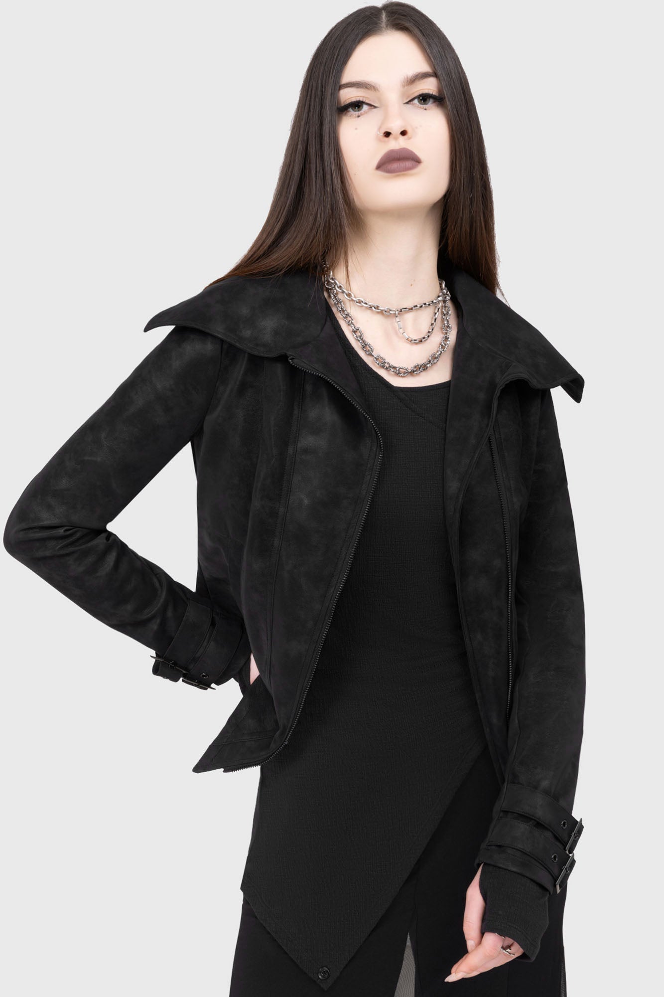 Killstar Lunar Lycan PU Jacket with Crescent Moon Zip