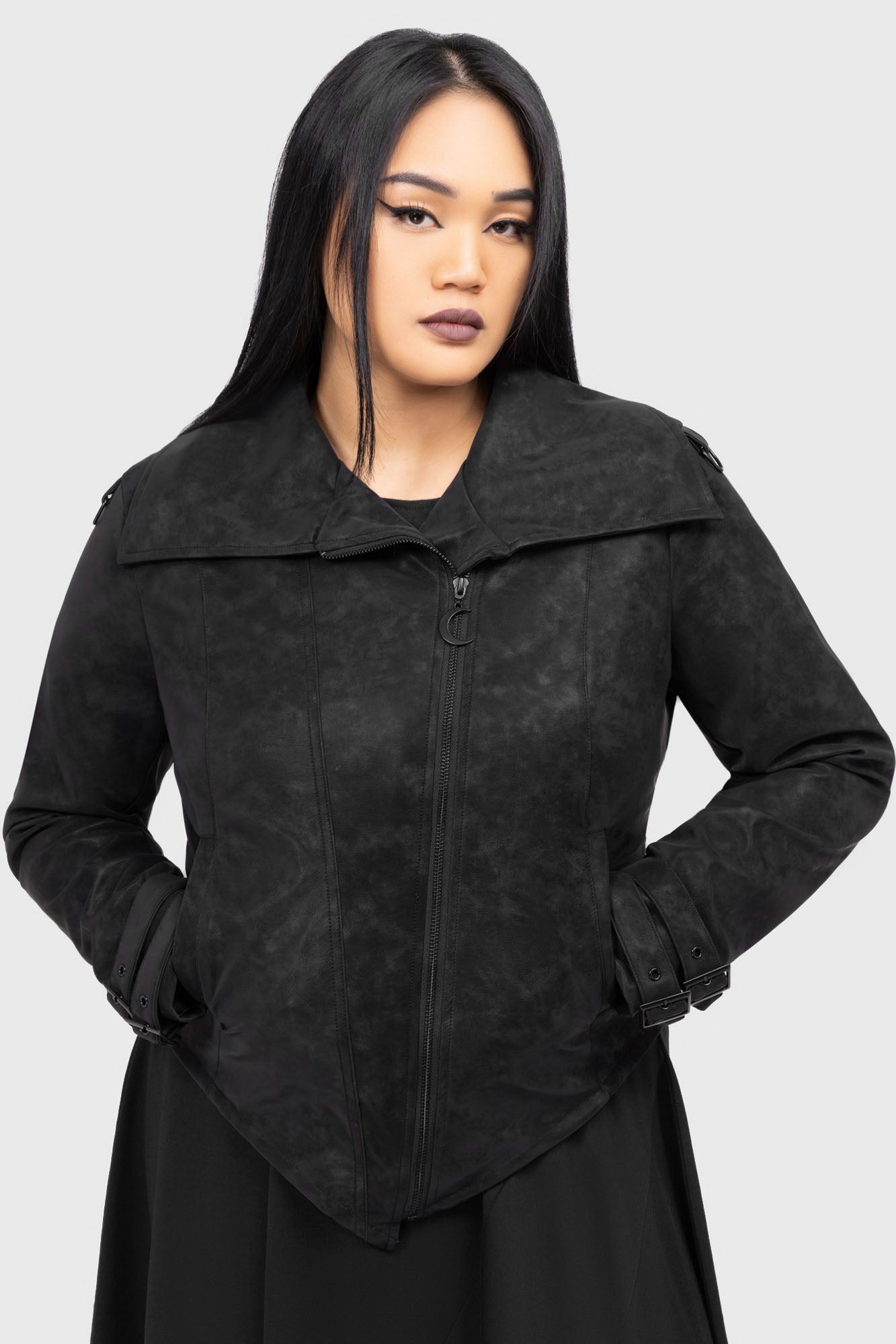 Killstar Lunar Lycan PU Jacket with Crescent Moon Zip