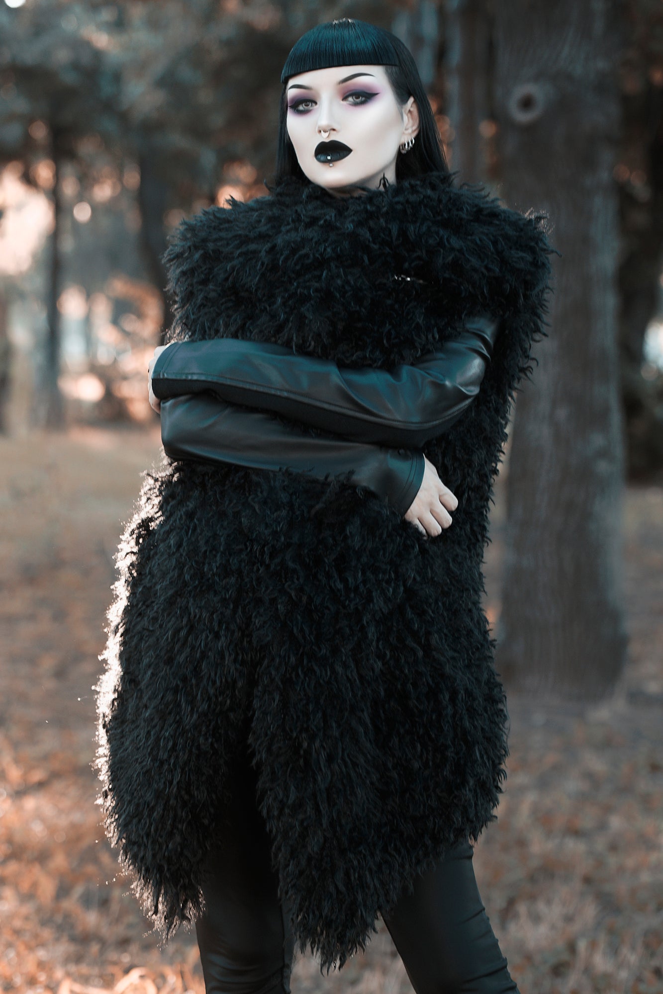KILLSTAR Blackwood Lure Faux-Leather & Faux-Fur Coat