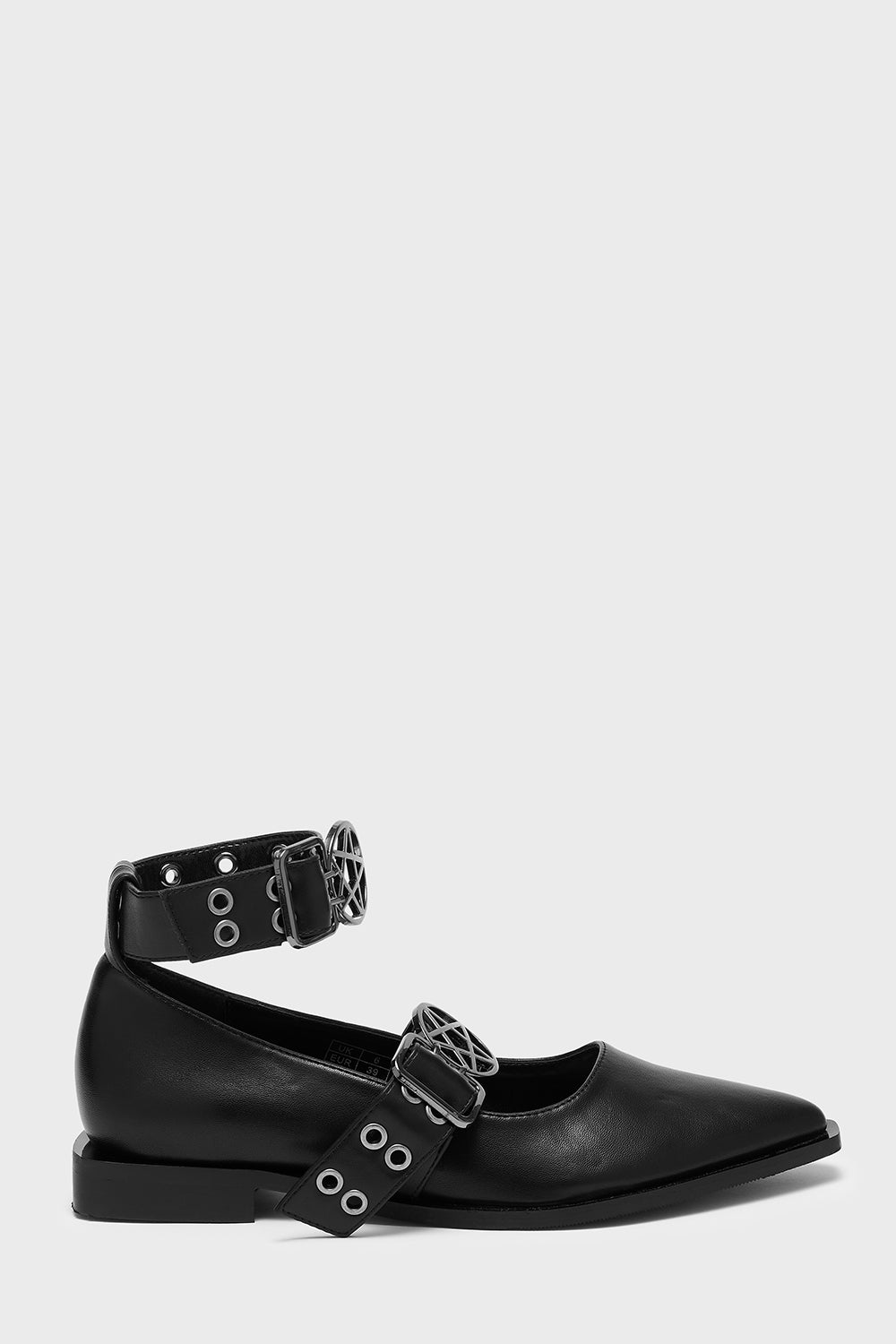 Killstar Pentanoctis Pointed Toe PU Pumps with Pentagram Hardware