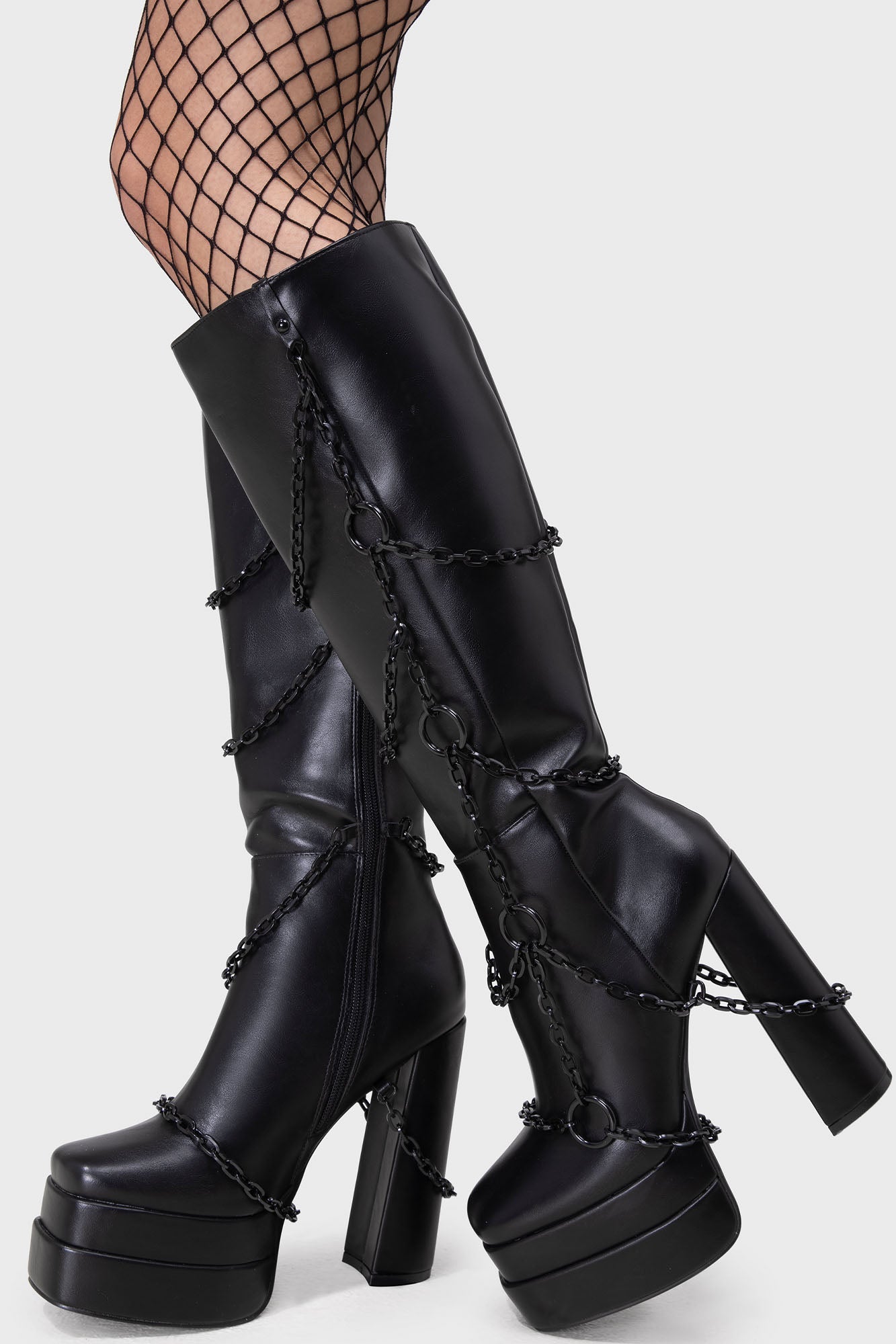 Killstar Gloomed & Doomed Knee High Platform Boots with Chains