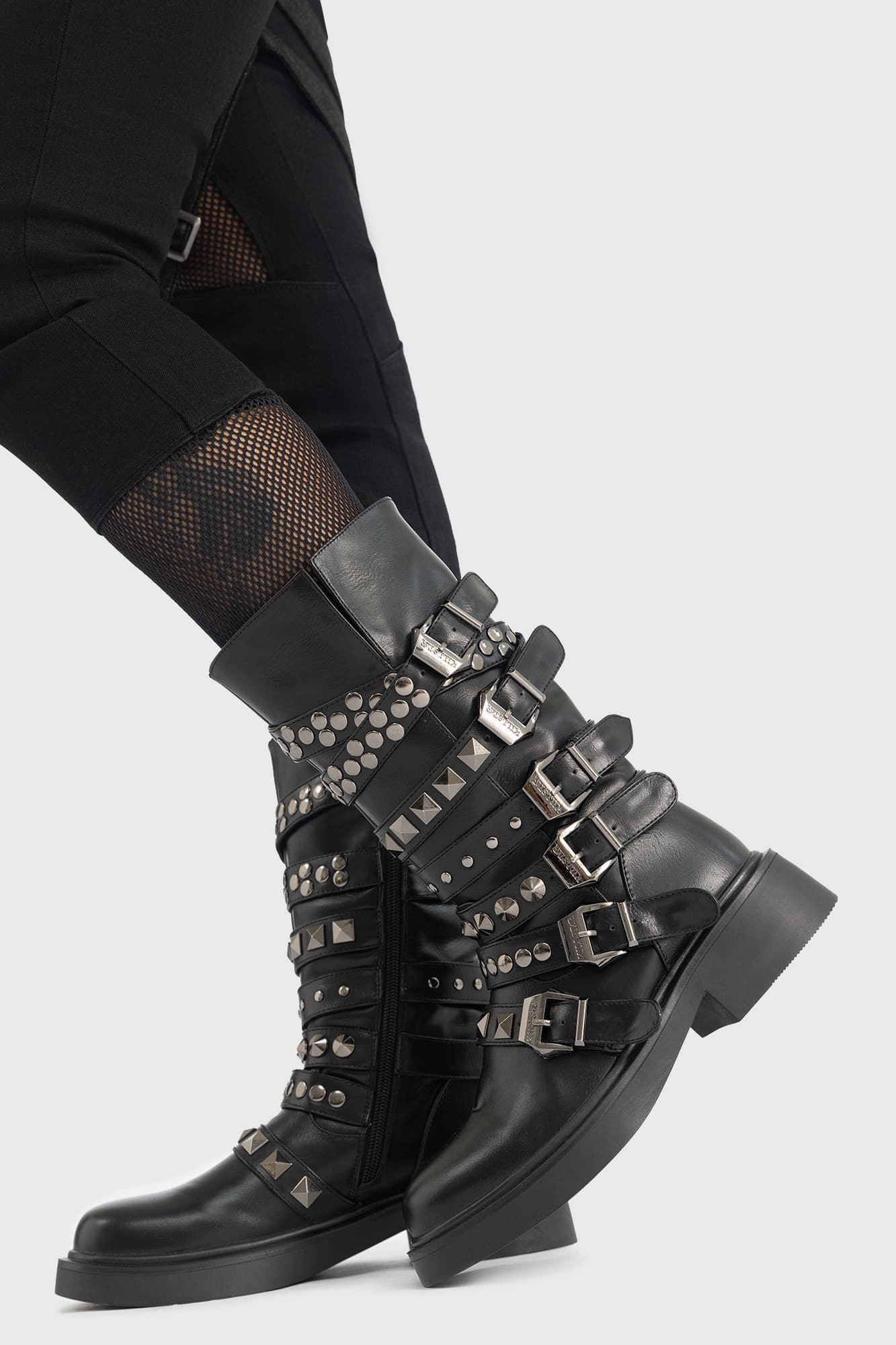 Killstar Blood Grunge Chunky Boots with Studs & Buckles