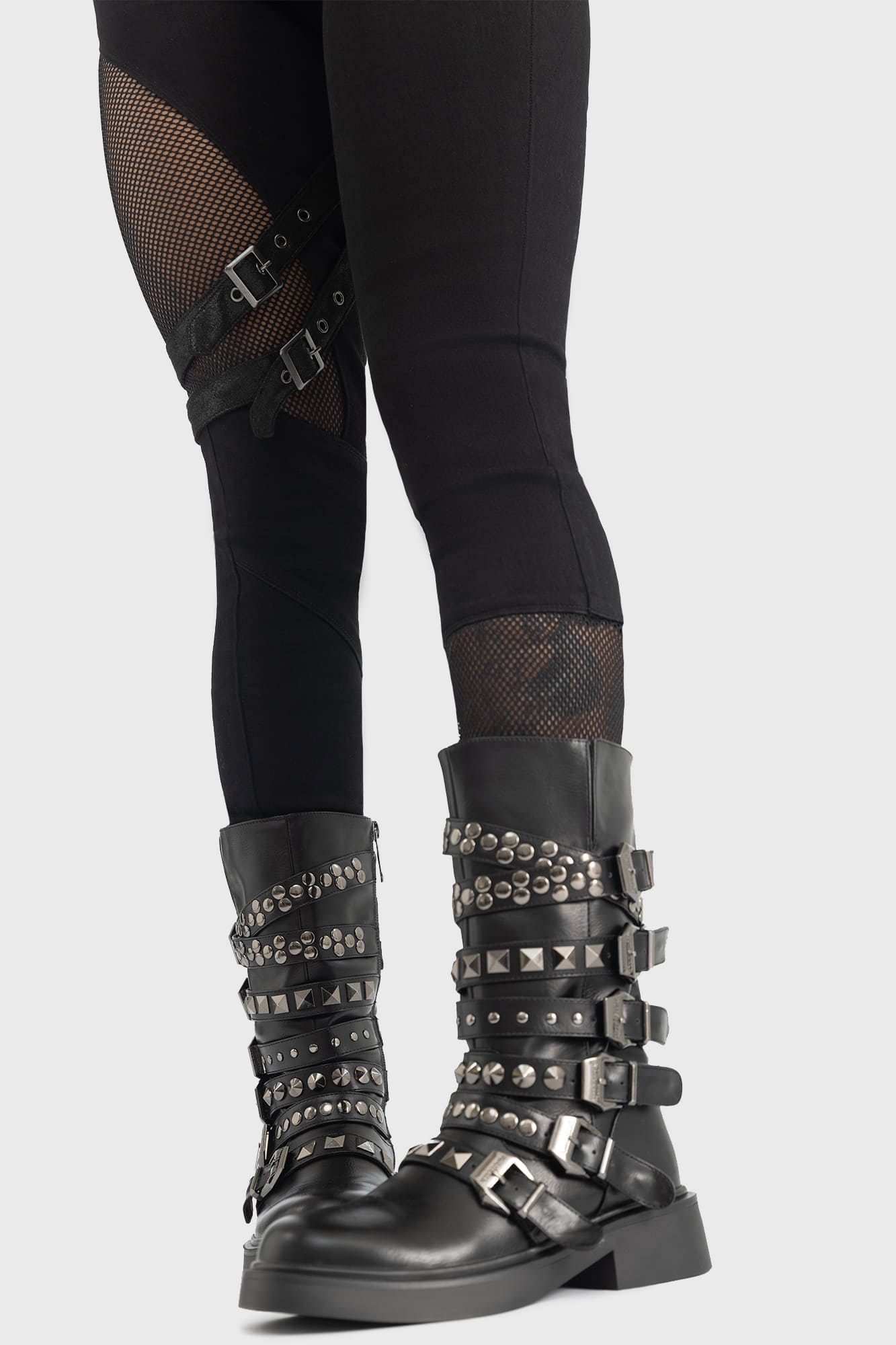 Killstar Blood Grunge Chunky Boots with Studs & Buckles
