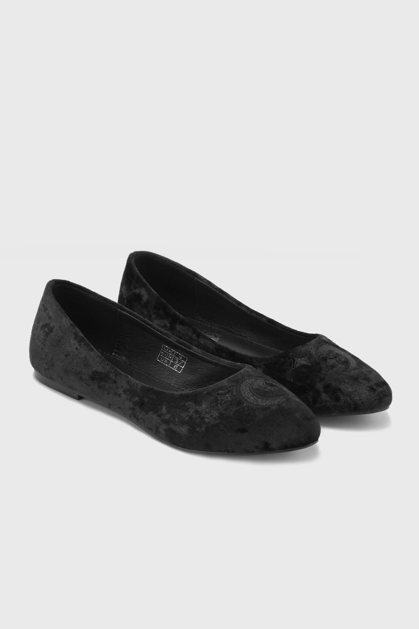 Killstar Lunanite Crushed Velvet Embroidered Flats
