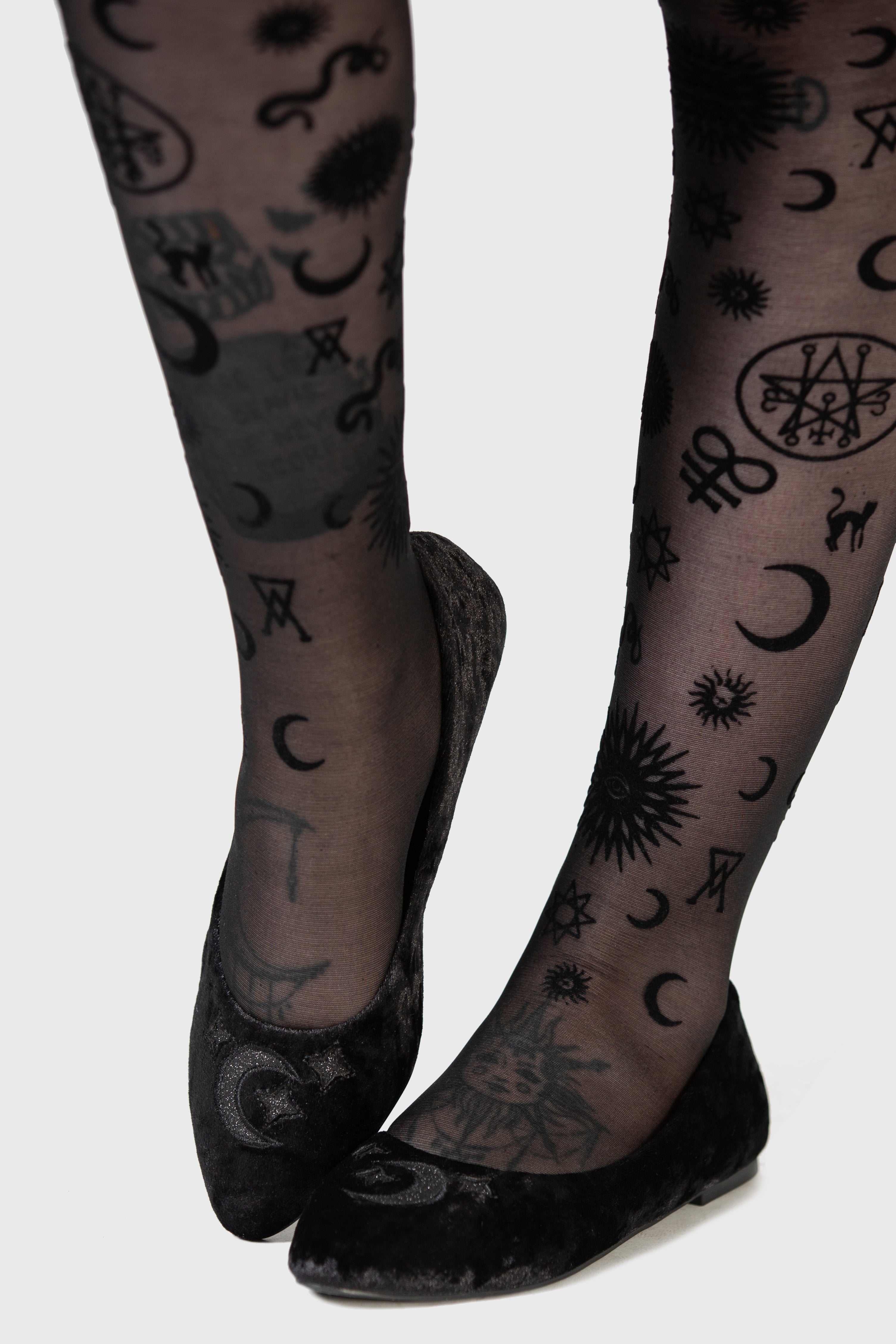 Killstar Lunanite Crushed Velvet Embroidered Flats