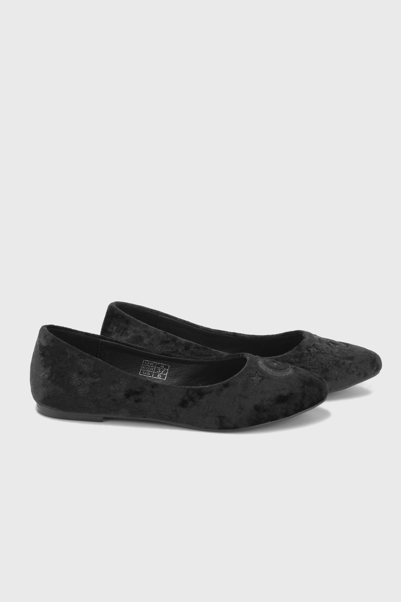 Killstar Lunanite Crushed Velvet Embroidered Flats