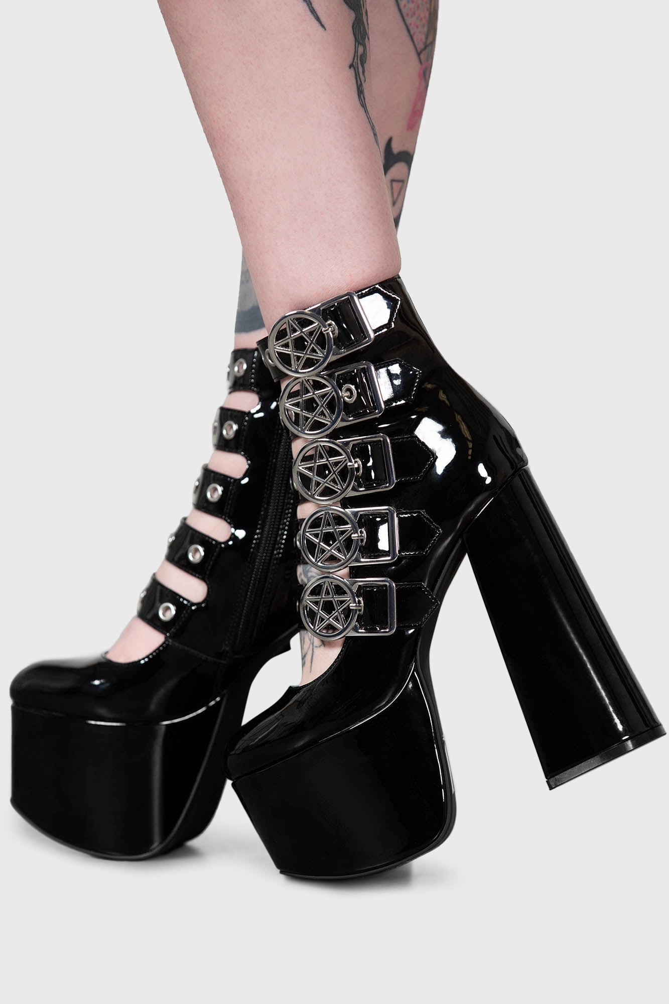 Killstar Panic Platform Heels with Adjustable Buckles - Killstar