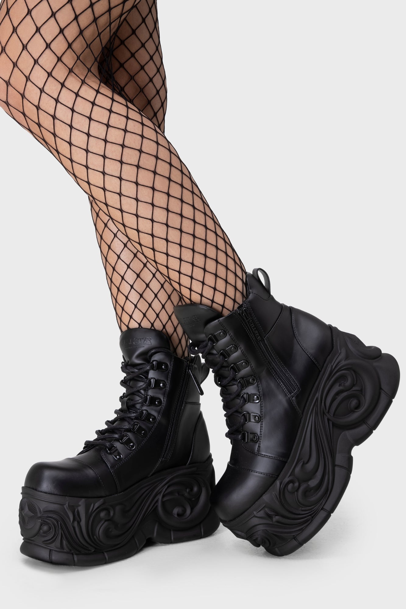 Killstar Cosmic Souls Platform Ankle Boots - Faux Leather Lace-Up