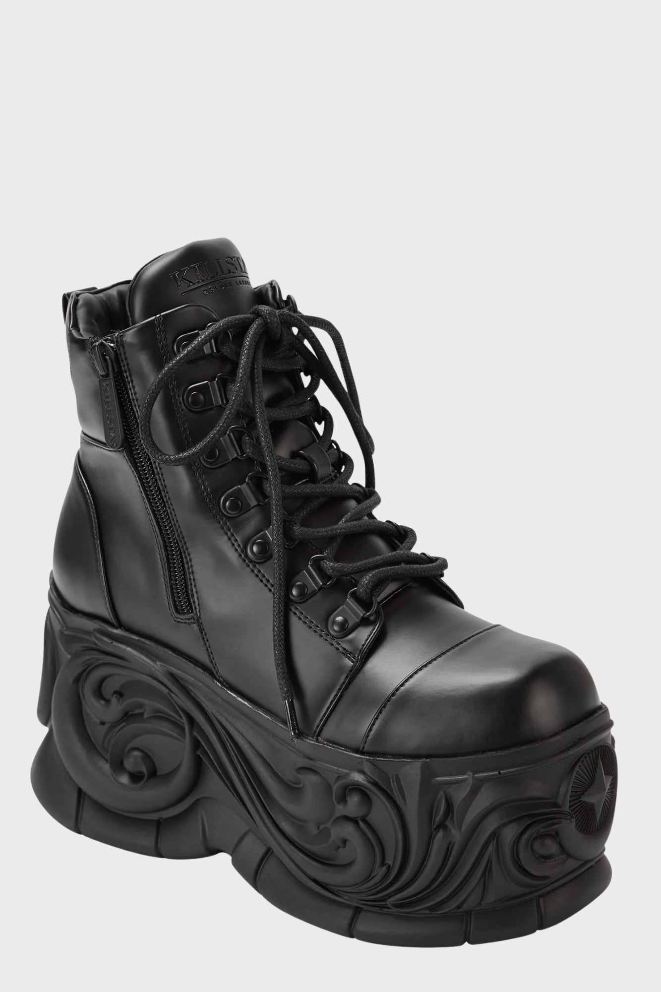 Killstar Cosmic Souls Platform Ankle Boots - Faux Leather Lace-Up