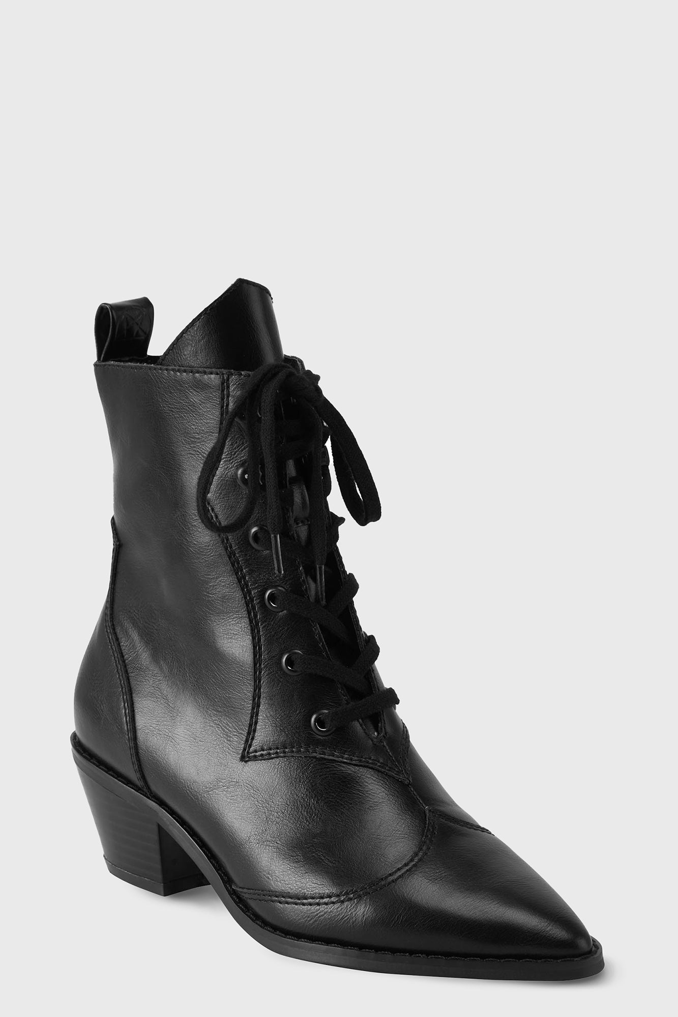 Killstar Raven Pointed-Toe Lace-Up Bootie - Faux Leather