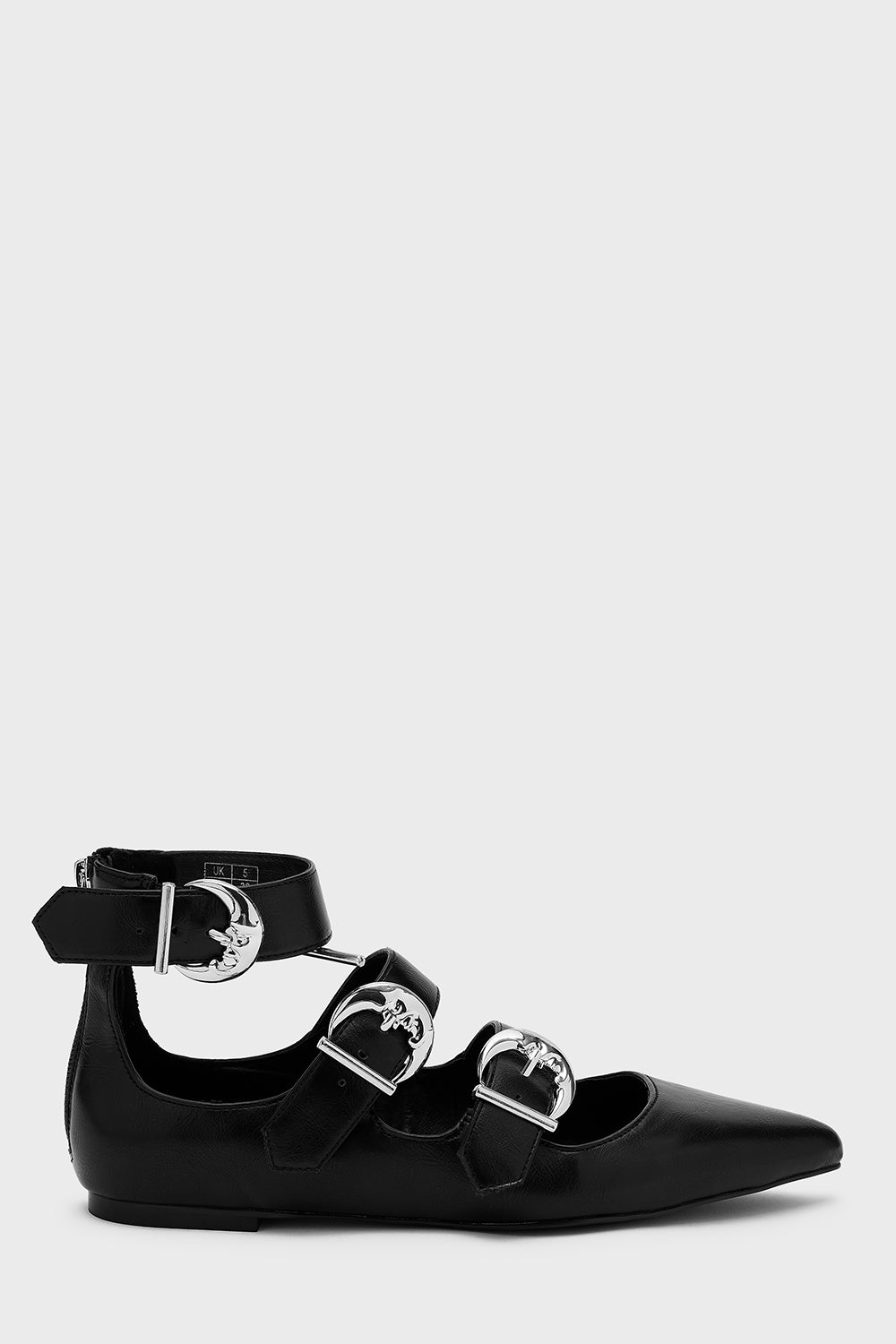 Killstar Oracle Faux Leather Buckle Flats - Pointed Toe