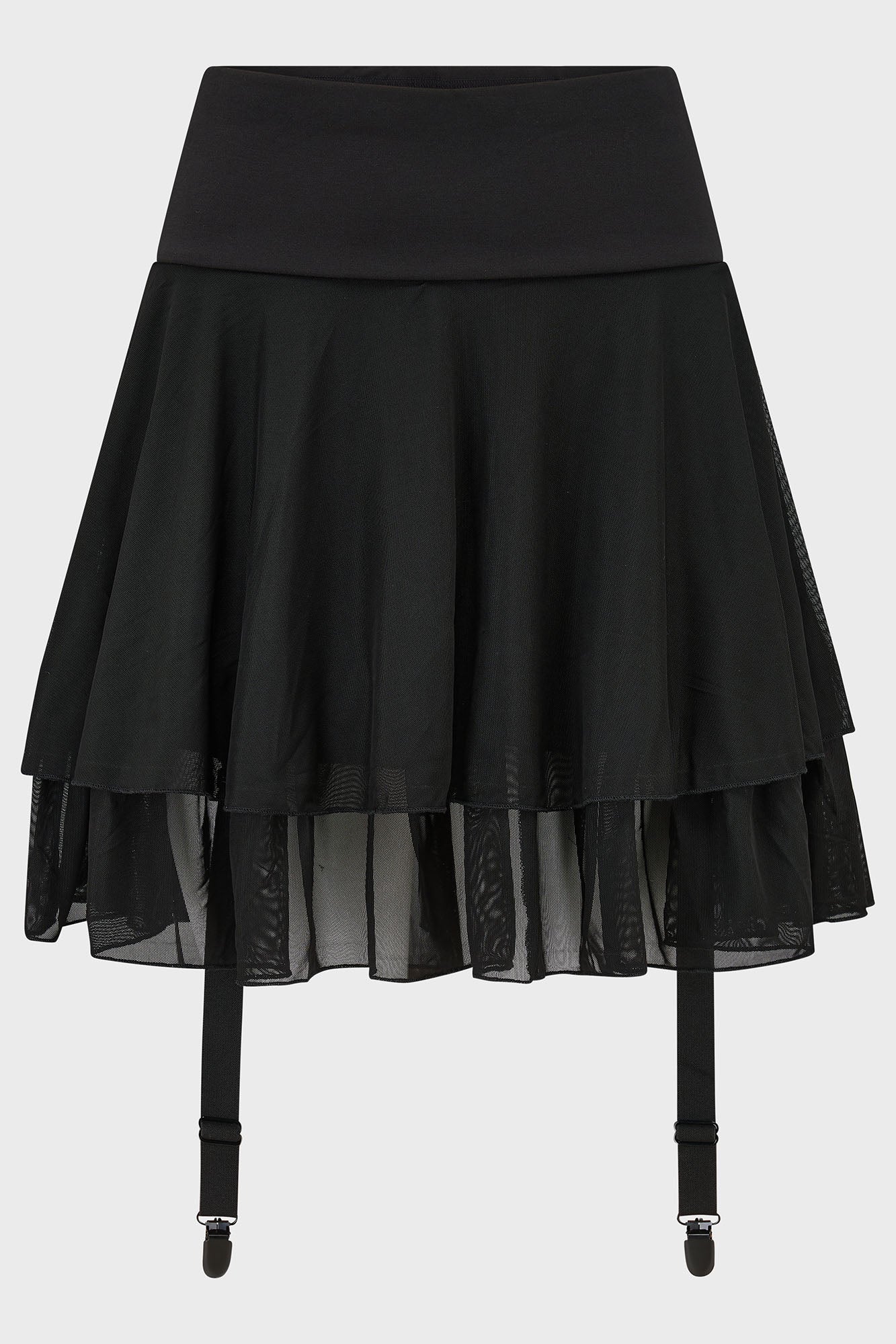 Yasumi Mesh Skirt with Adjustable Suspenders & Built-in Shorts