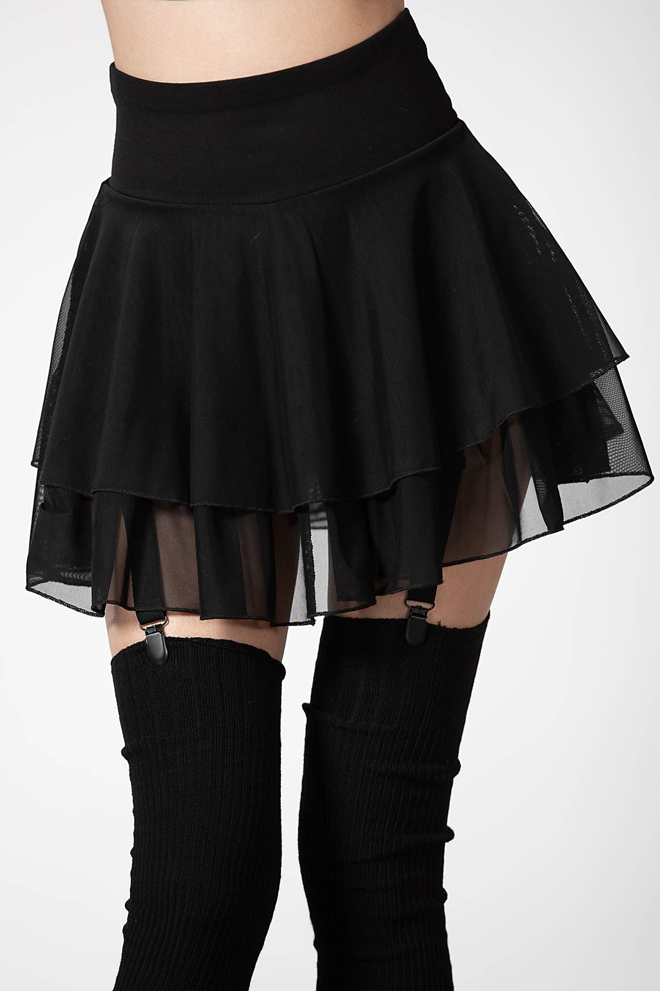 Yasumi Mesh Skirt with Adjustable Suspenders & Built-in Shorts