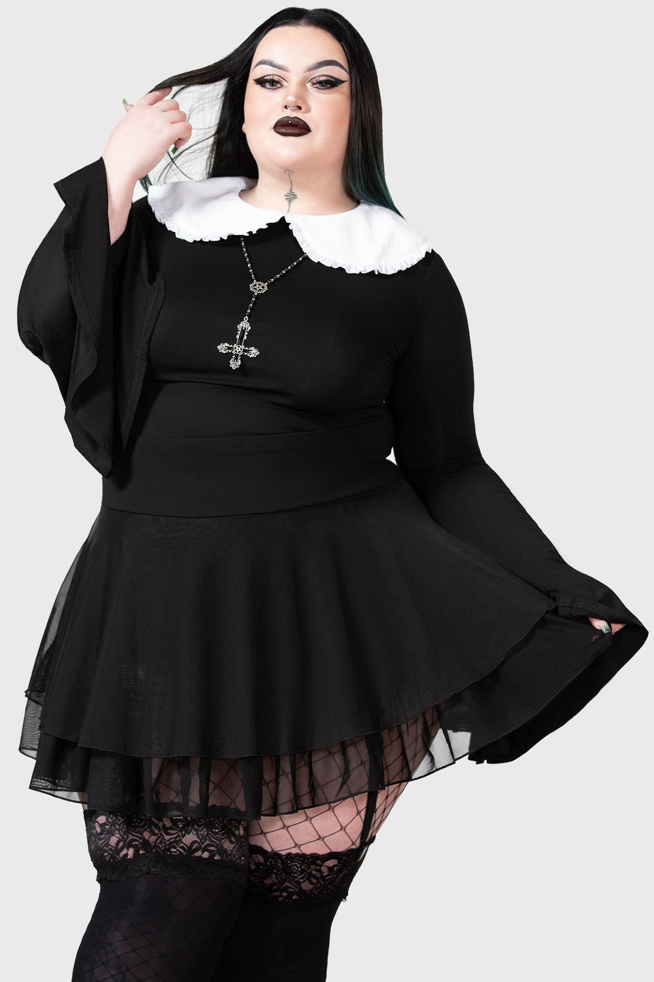 Yasumi Mesh Skirt with Adjustable Suspenders & Built-in Shorts