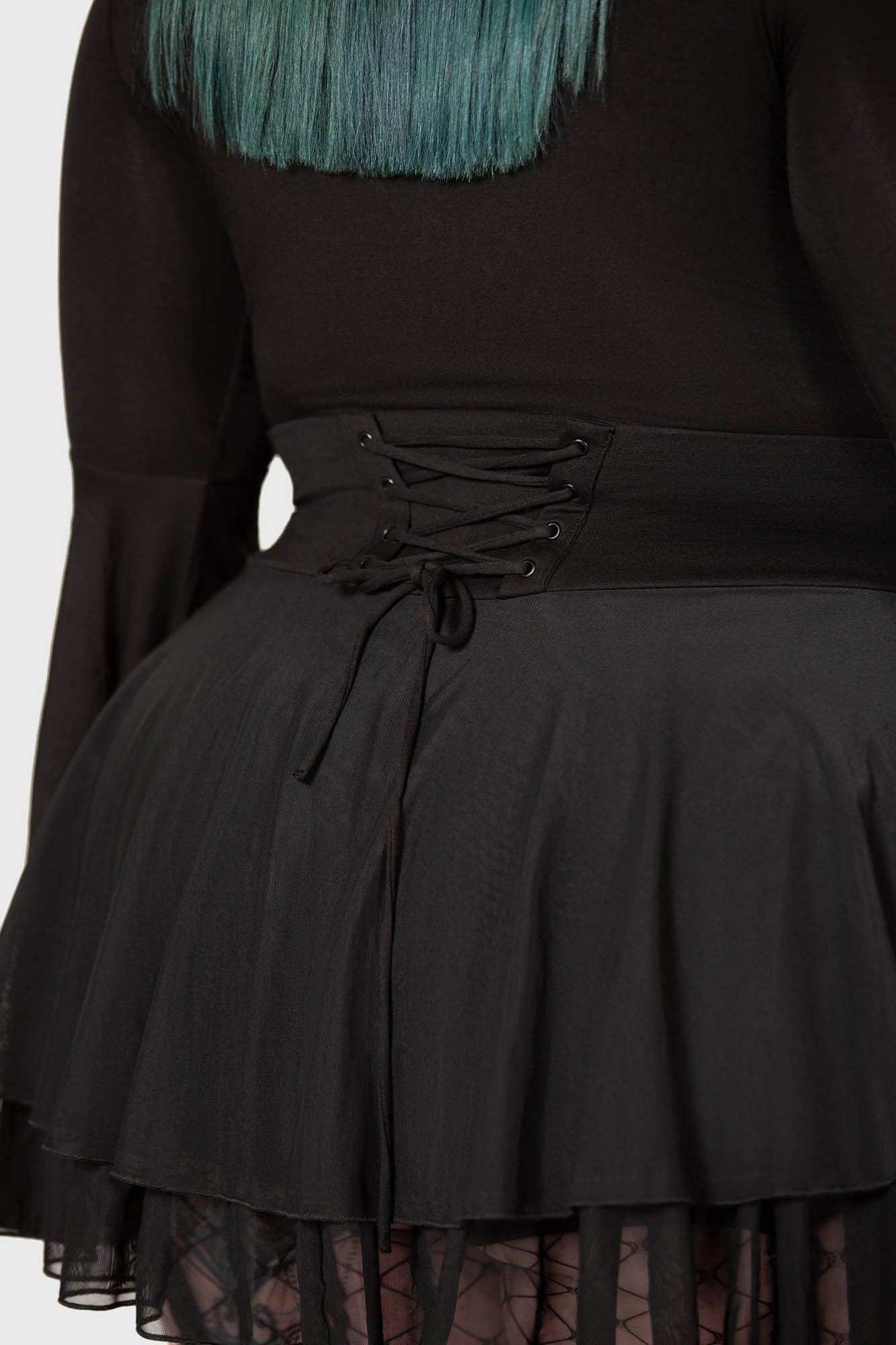 Yasumi Mesh Skirt with Adjustable Suspenders & Built-in Shorts