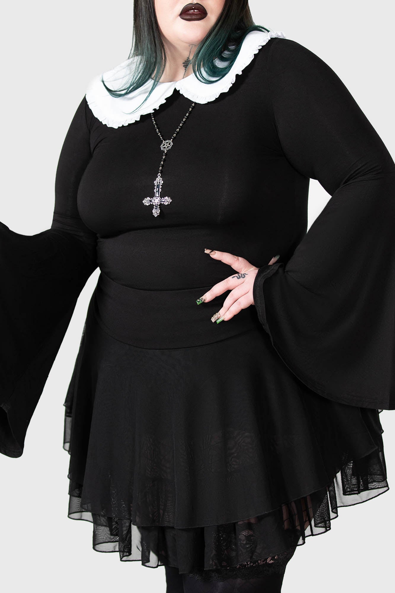Yasumi Mesh Skirt with Adjustable Suspenders & Built-in Shorts
